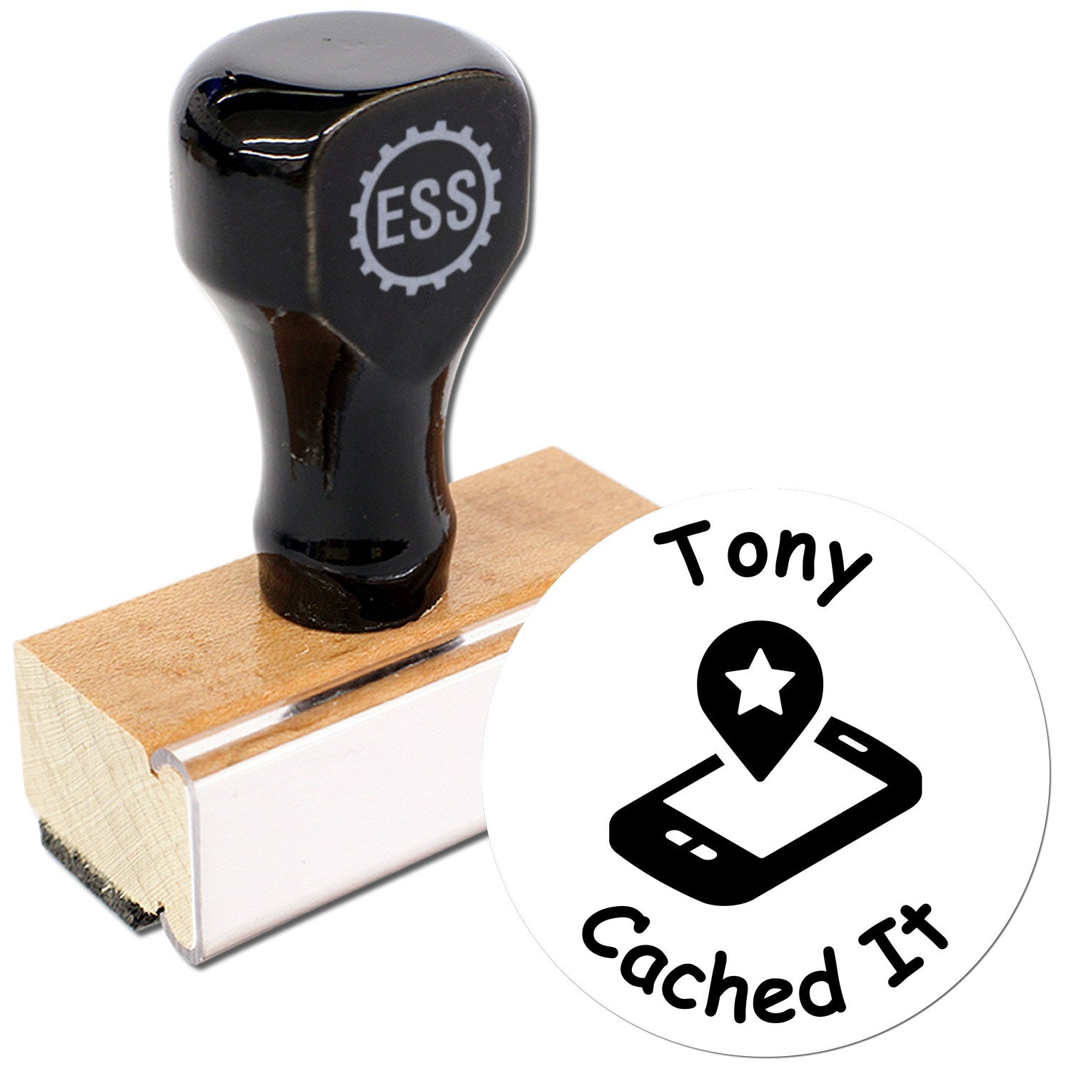 Wood Handle Geostar Stamp Geocache Stamp - Engineer Seal Stamps