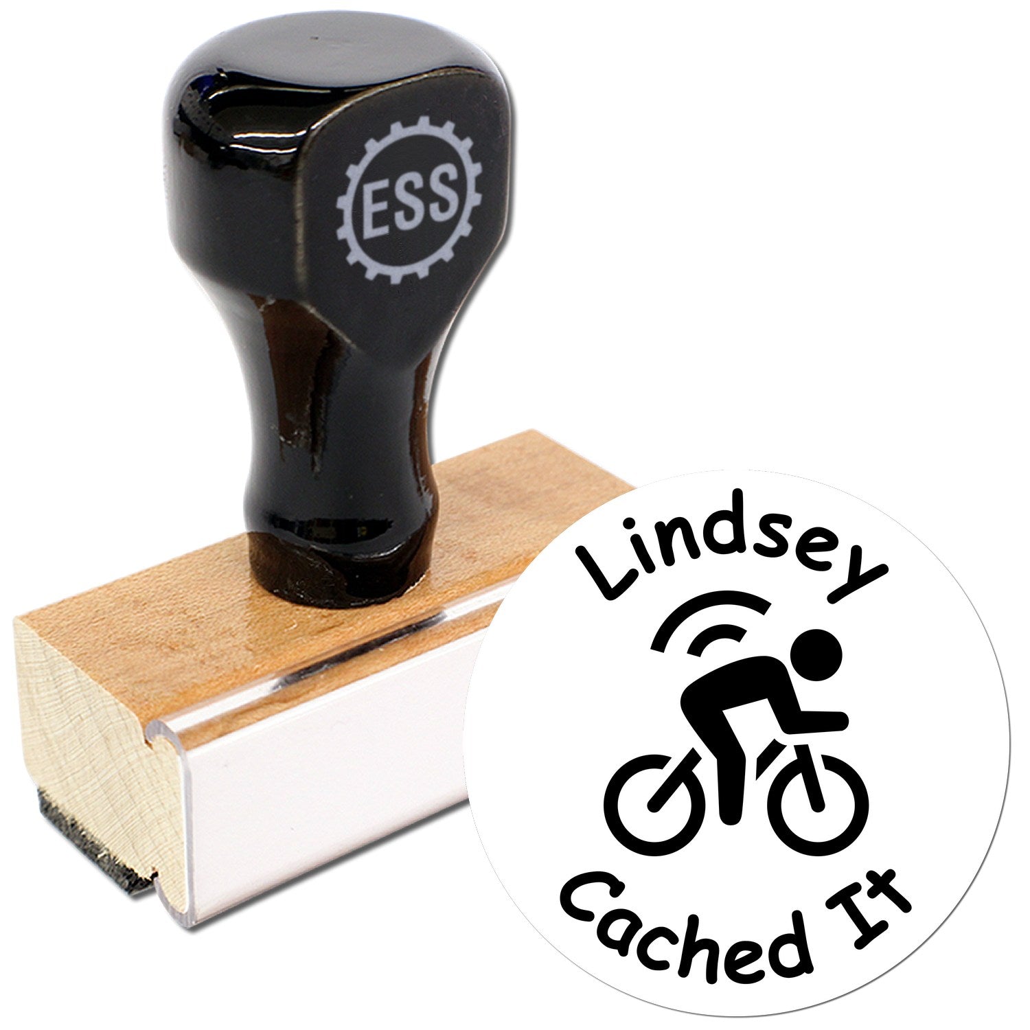 Wood Handle Pedal & Cache Geocache Stamp - Engineer Seal Stamps