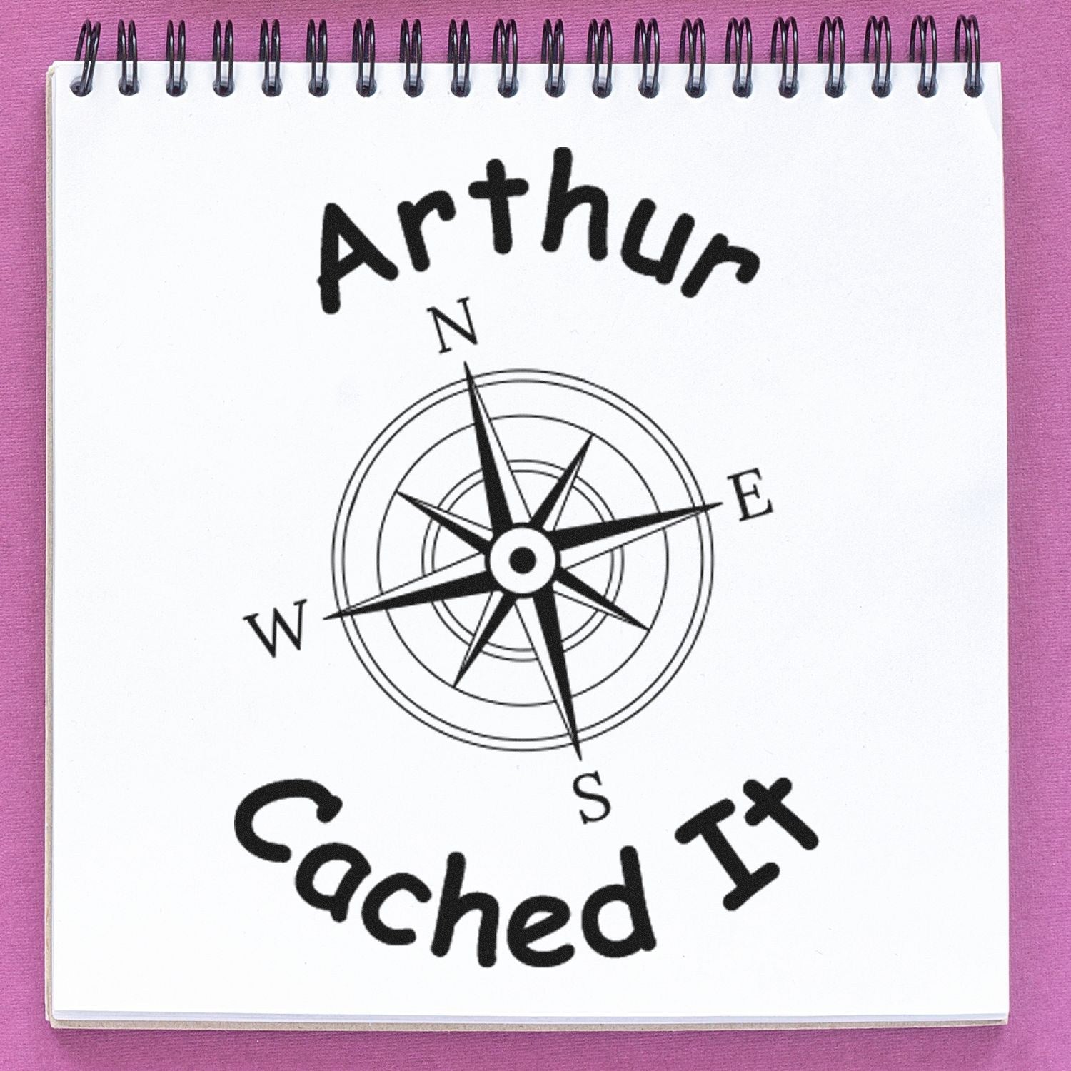 Wood Handle Compass Quest Geocache Stamp - Engineer Seal Stamps