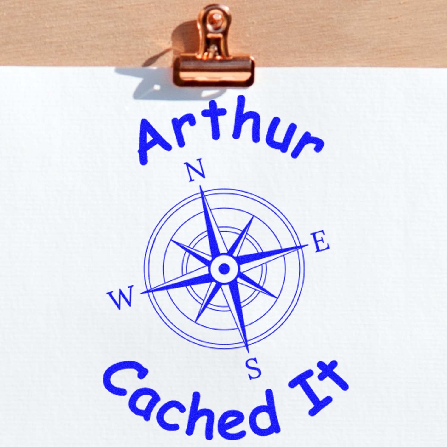 Wood Handle Compass Quest Geocache Stamp - Engineer Seal Stamps