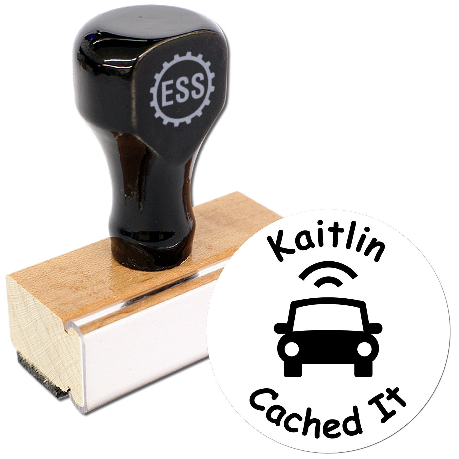 Wood Handle Cache Cruiser Geocache Stamp - Engineer Seal Stamps