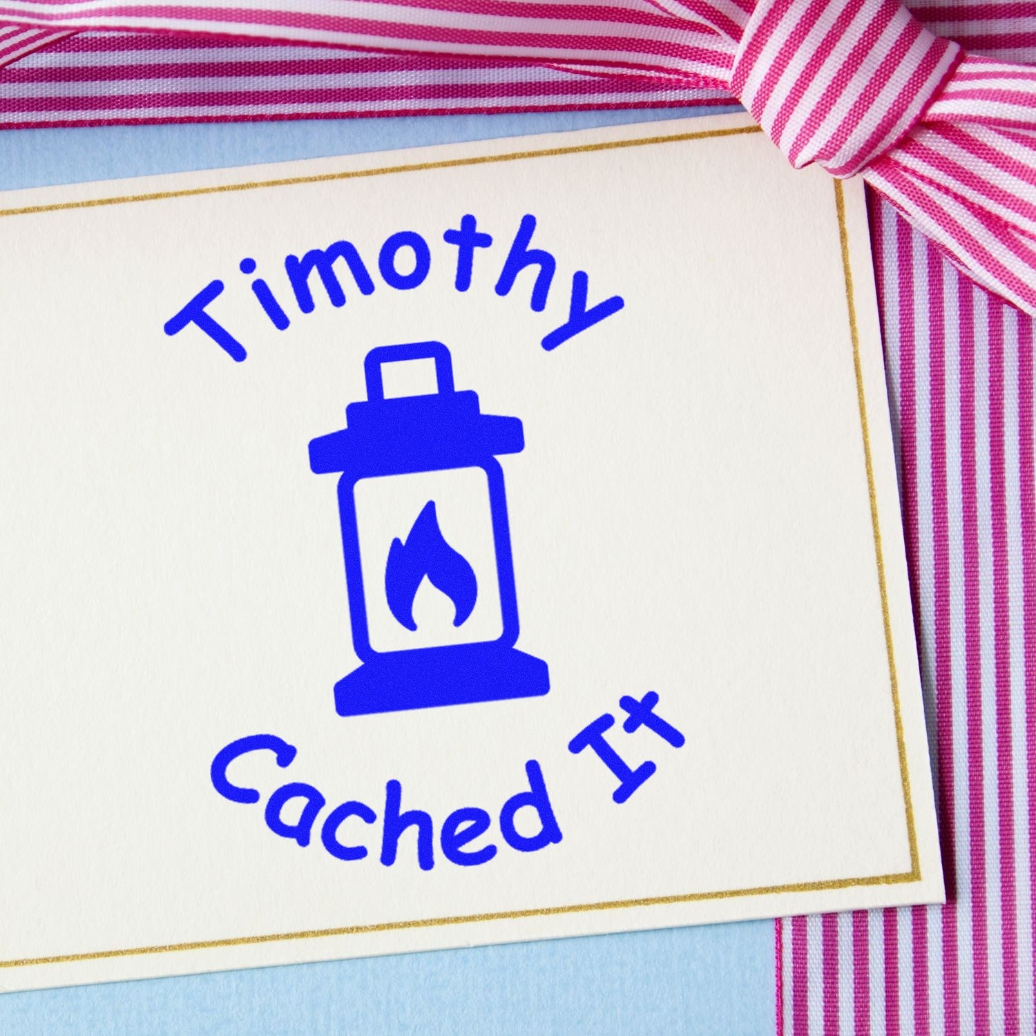 Wood Handle Lantern Cache Quest Geocache Stamp - Engineer Seal Stamps