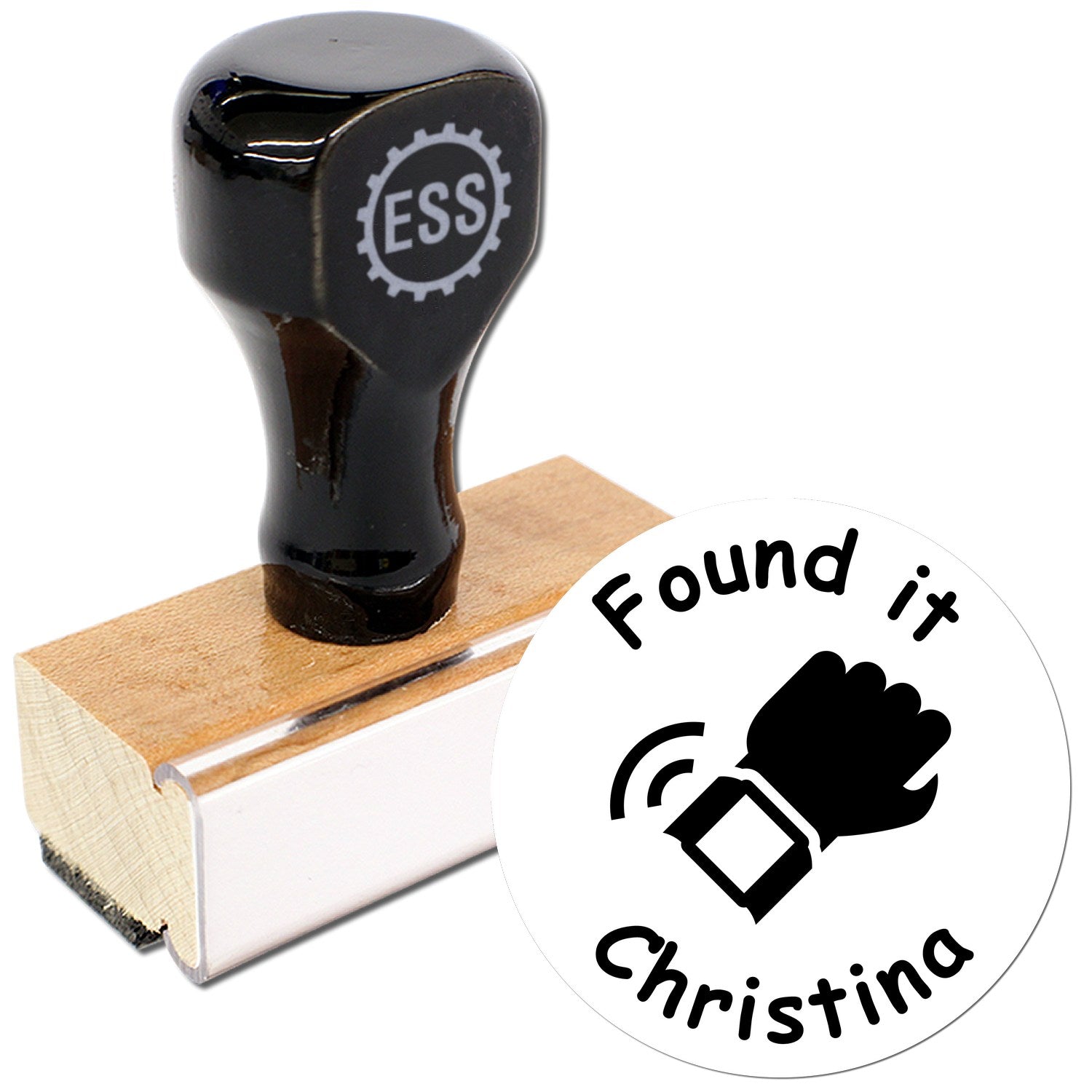 Wood Handle Geowatch Discovery Geocache Stamp - Engineer Seal Stamps