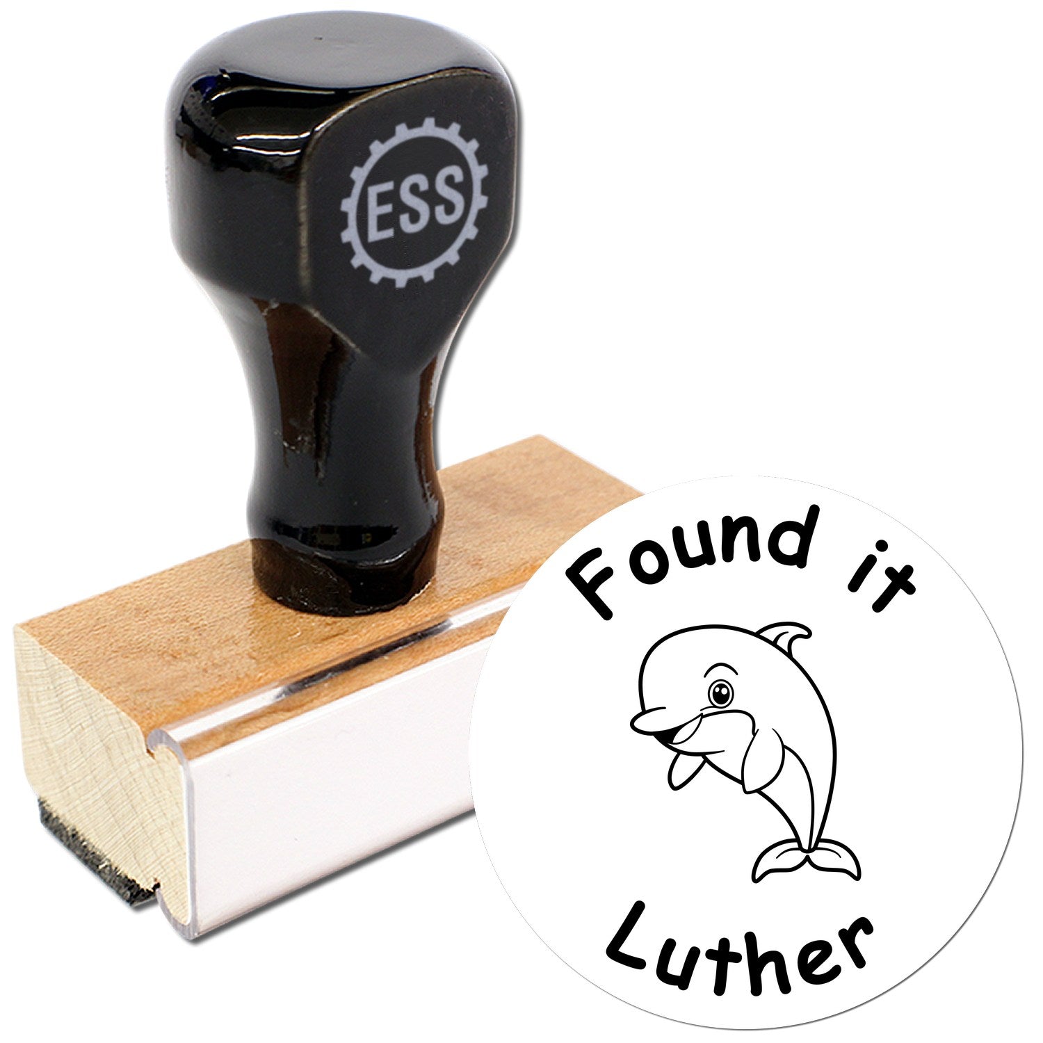 Wood Handle Dolphin Discovery Geocache Stamp - Engineer Seal Stamps