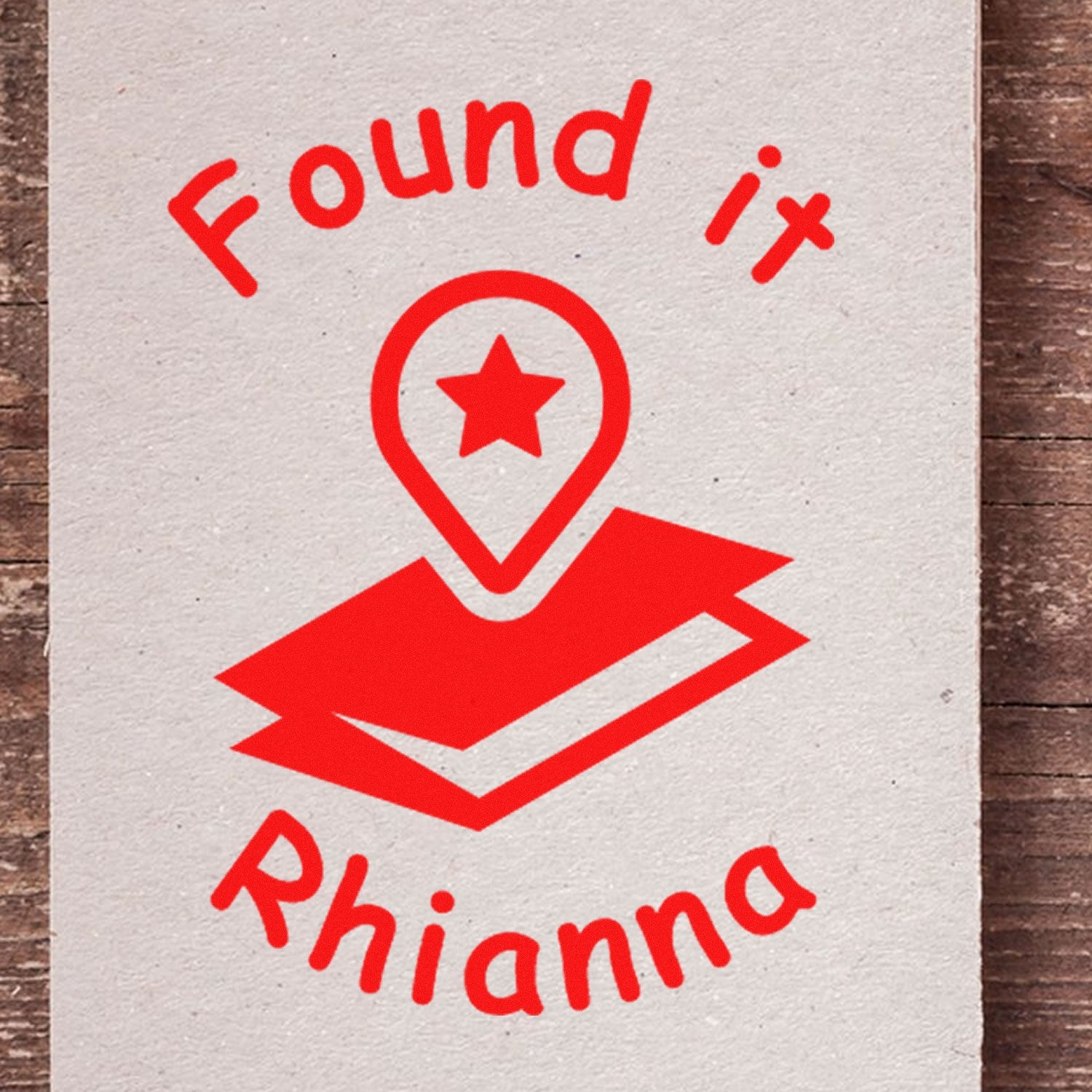 Wood Handle Geostar Power Discovery Geocache Stamp - Engineer Seal Stamps