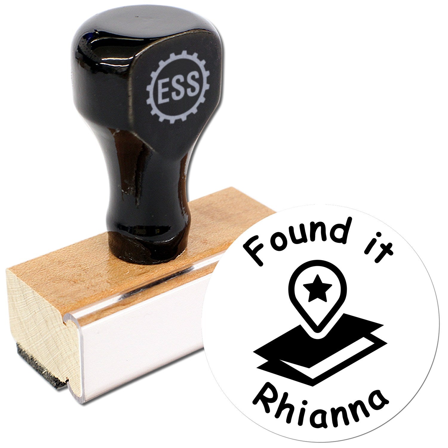 Wood Handle Geostar Power Discovery Geocache Stamp - Engineer Seal Stamps