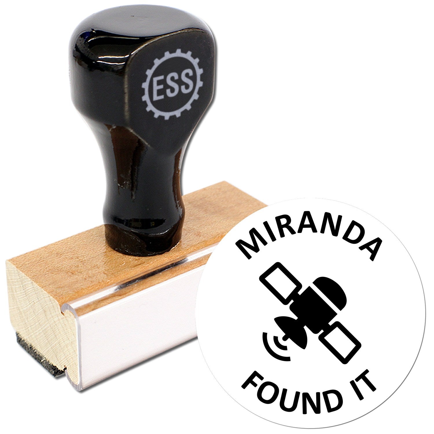 Wood Handle Geo Signal Discovery Geocache Stamp - Engineer Seal Stamps