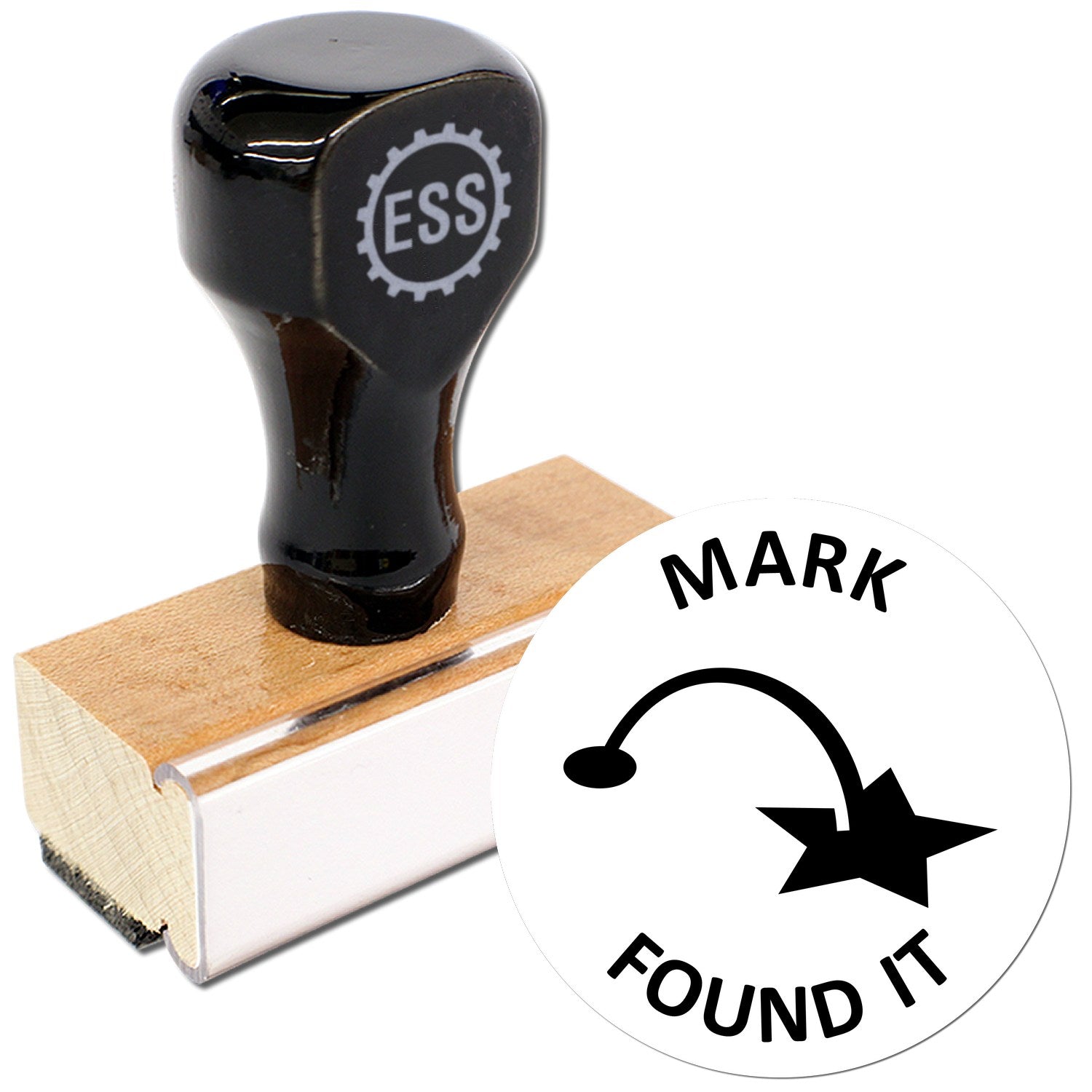 Wood Handle Geostar Discovery Zone Geocache Stamp - Engineer Seal Stamps