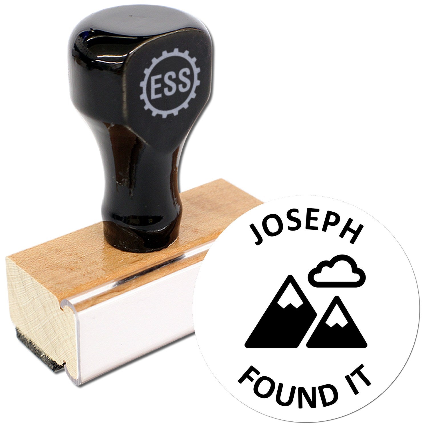 Wood Handle Mountain Treasure Hunt Geocache Stamp - Engineer Seal Stamps