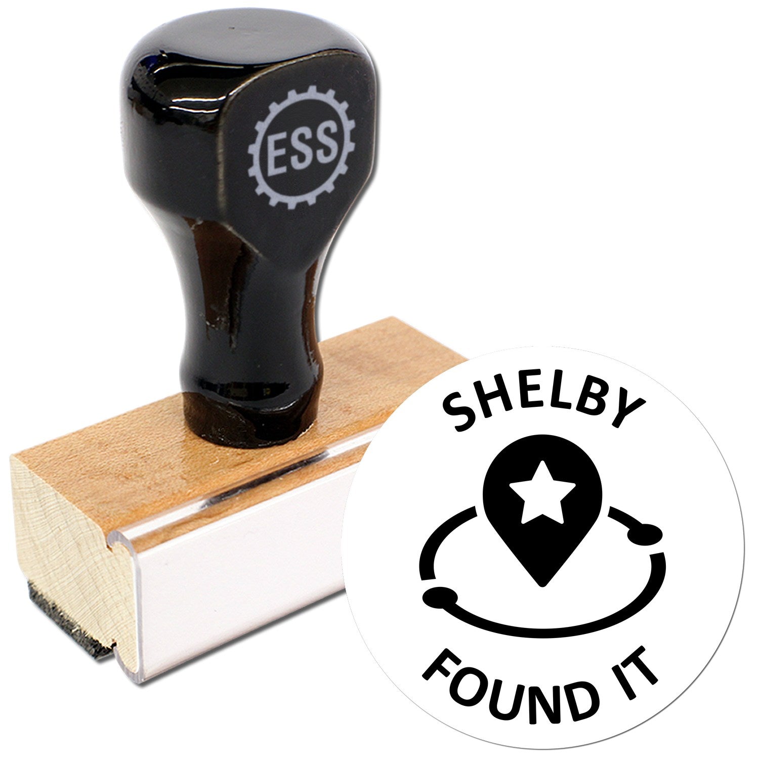 Wood Handle Geo Route Discovery Geocache Stamp - Engineer Seal Stamps