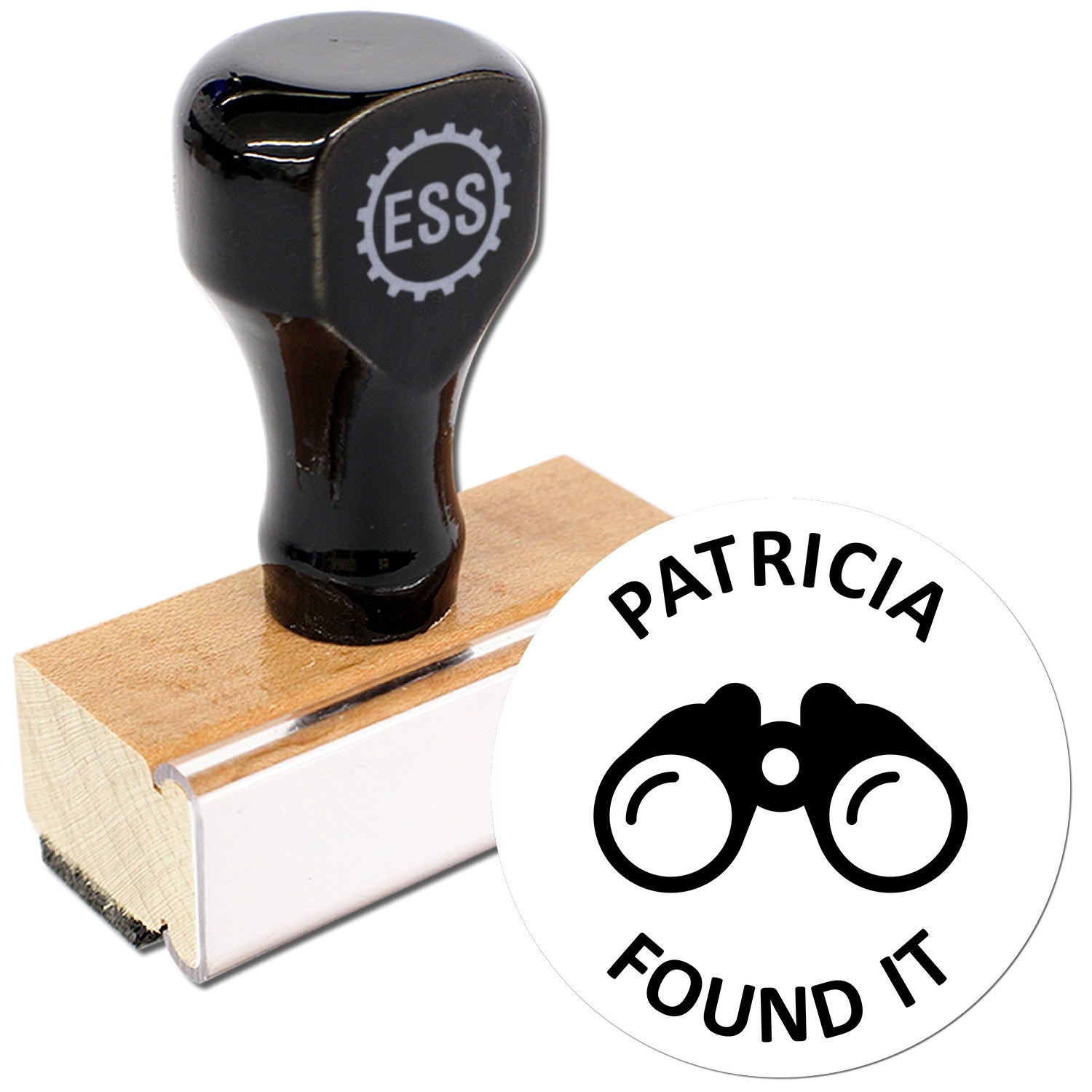 Wood Handle Geospy Success Geocache Stamp - Engineer Seal Stamps