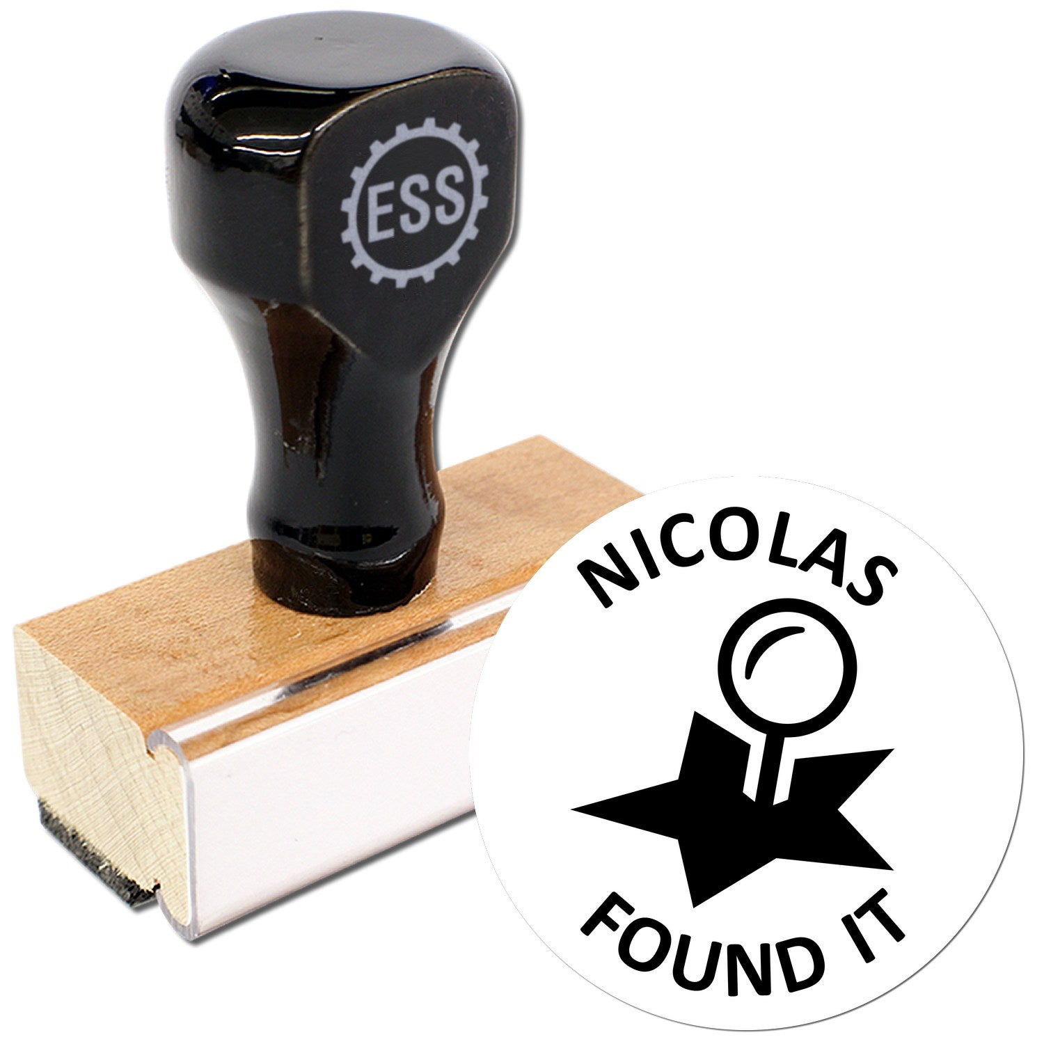 Wood Handle Geostar Find Discovery Geocache Stamp - Engineer Seal Stamps