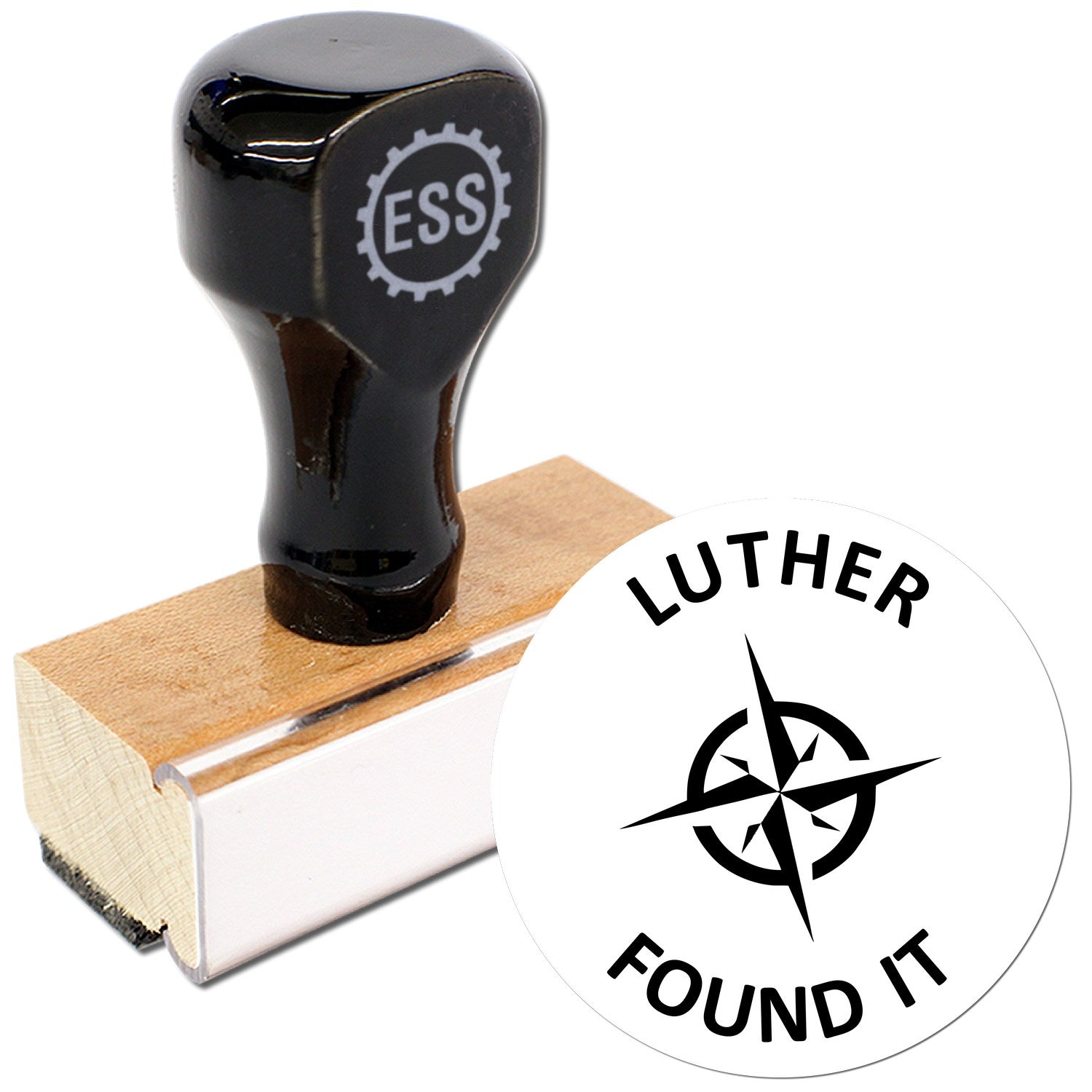 Wood Handle Cache Compass Geocache Stamp - Engineer Seal Stamps