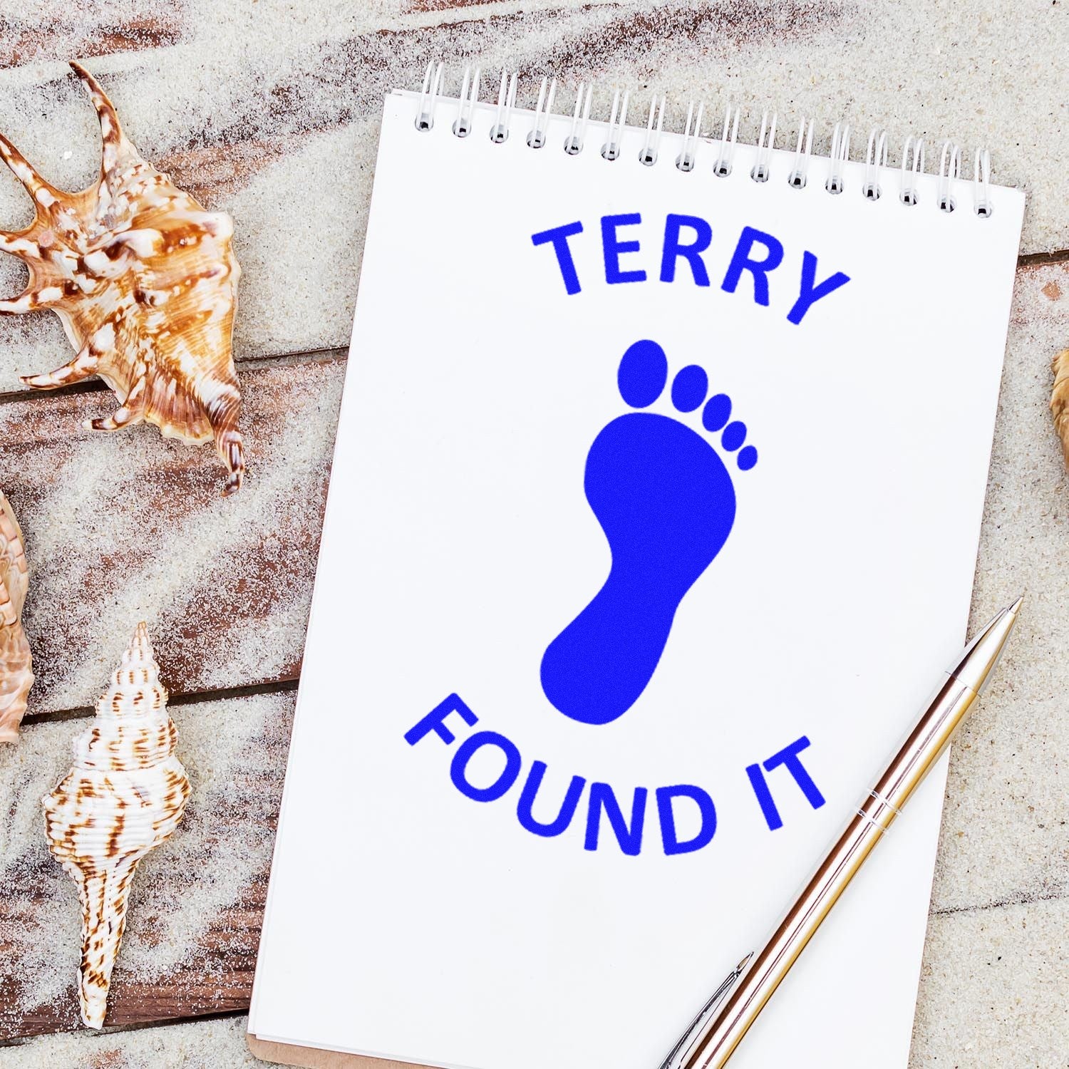 Wood Handle Footprint Finder Geocache Stamp - Engineer Seal Stamps