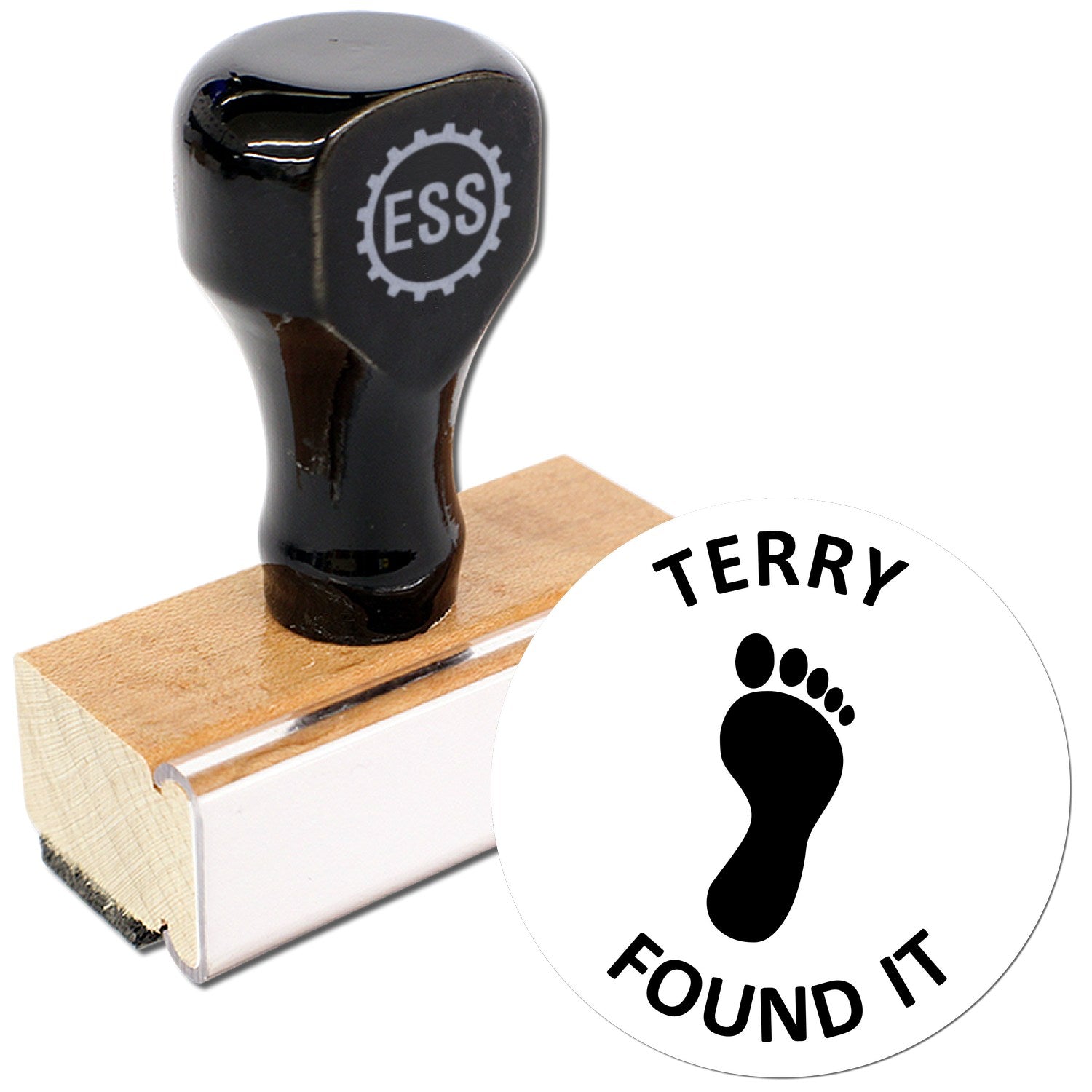 Wood Handle Footprint Finder Geocache Stamp - Engineer Seal Stamps