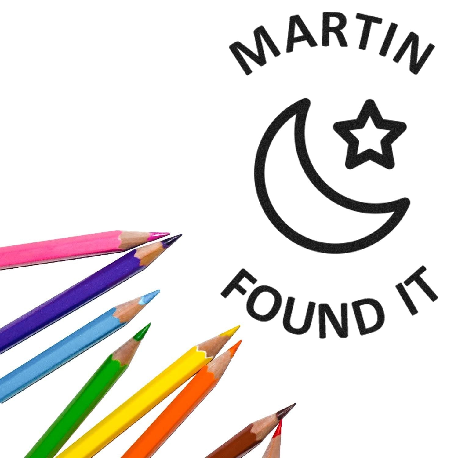 Wood Handle Moonlit Discovery Geocache Stamp - Engineer Seal Stamps