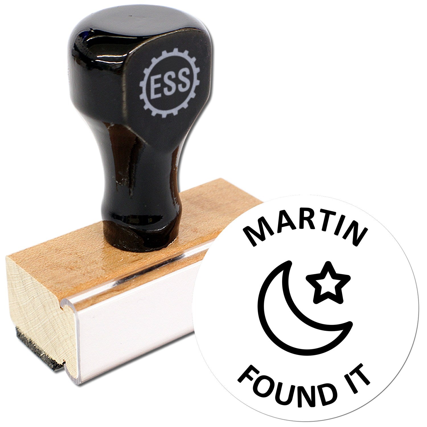 Wood Handle Moonlit Discovery Geocache Stamp - Engineer Seal Stamps