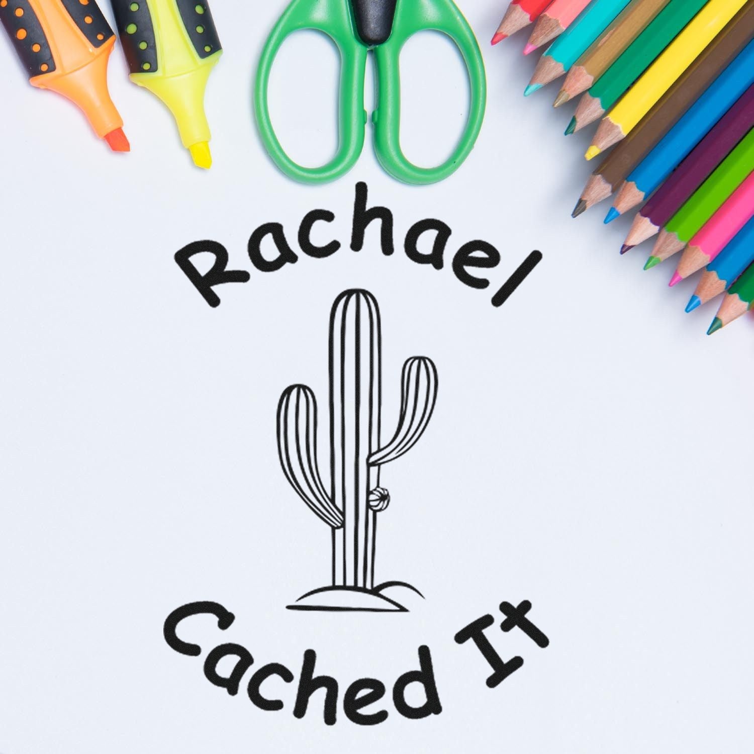 Self-Inking Cactus Cache Stamp Geocaching Log Stamp - Engineer Seal Stamps