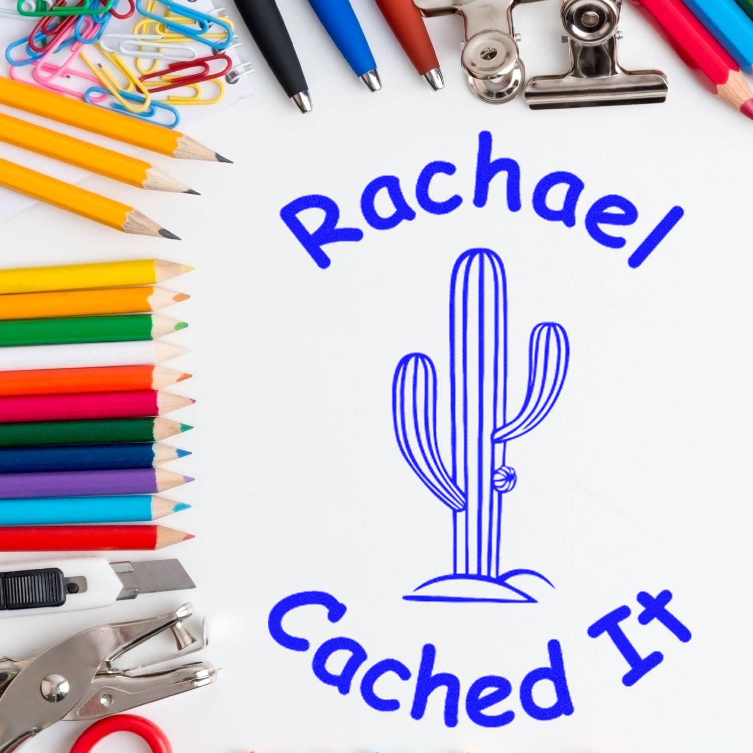 Self-Inking Cactus Cache Stamp Geocaching Log Stamp - Engineer Seal Stamps