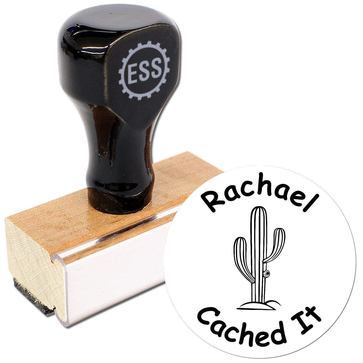 Wood Handle Cactus Cache Stamp Geocache Stamp - Engineer Seal Stamps