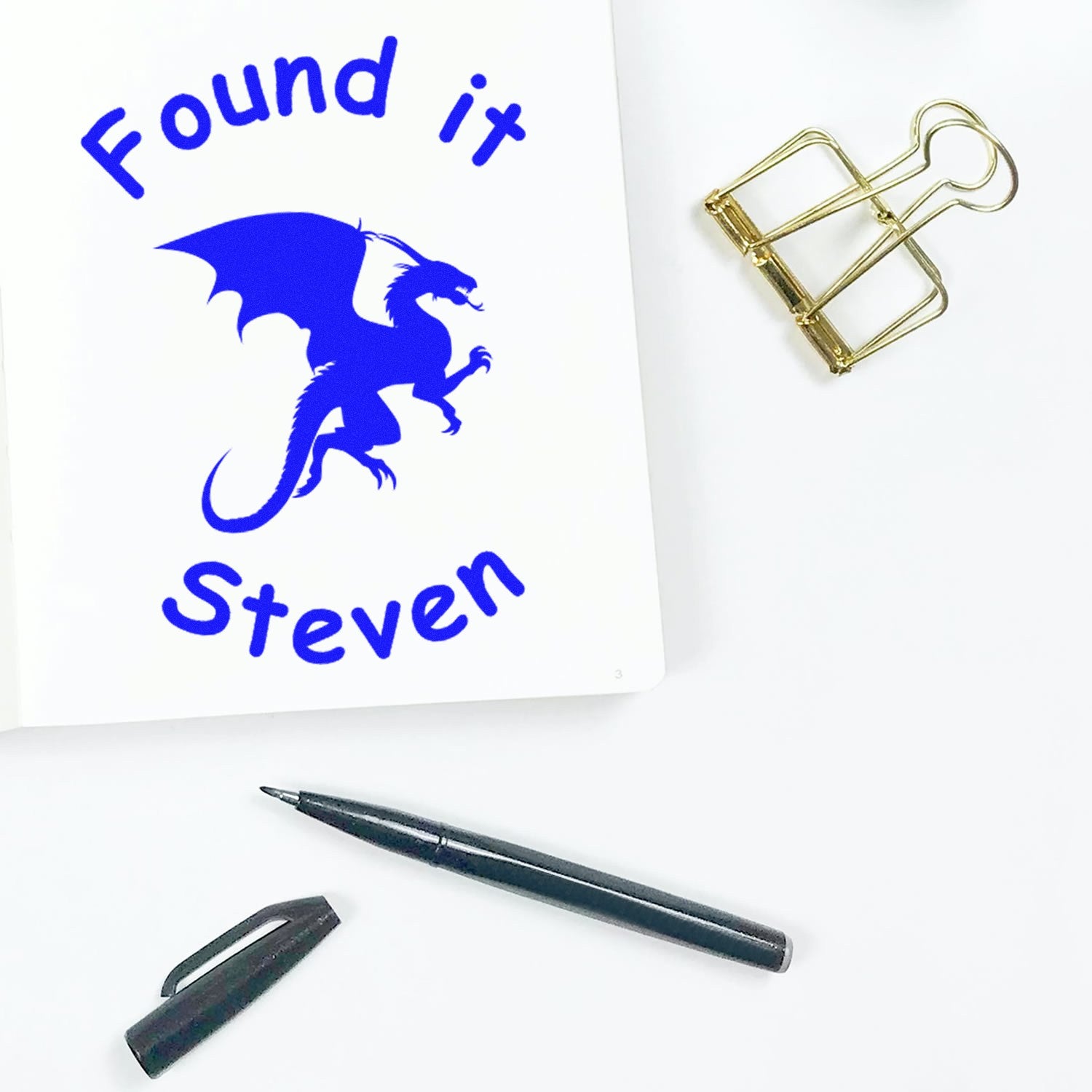 Wood Handle Dragon's Discovery Geocache Stamp - Engineer Seal Stamps