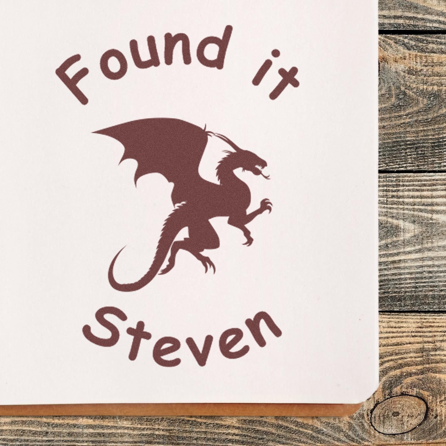 Wood Handle Dragon's Discovery Geocache Stamp - Engineer Seal Stamps