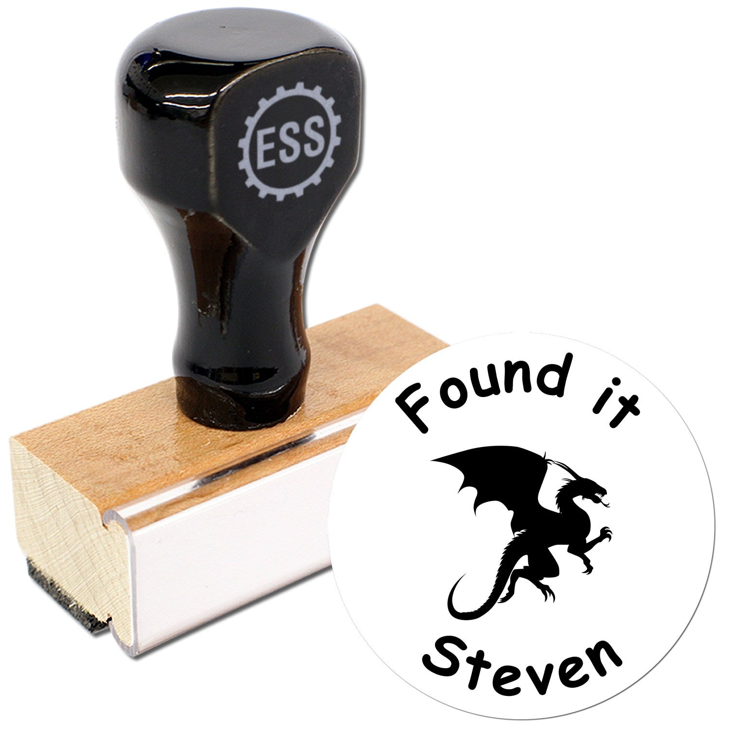 Wood Handle Dragon's Discovery Geocache Stamp - Engineer Seal Stamps