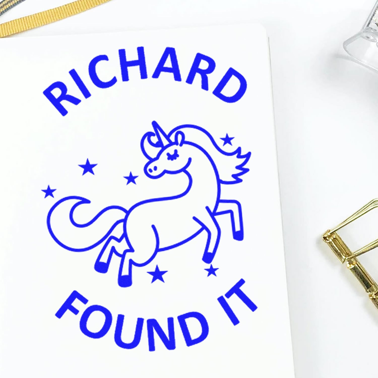 Wood Handle Unicorn Discovery Geocache Stamp - Engineer Seal Stamps