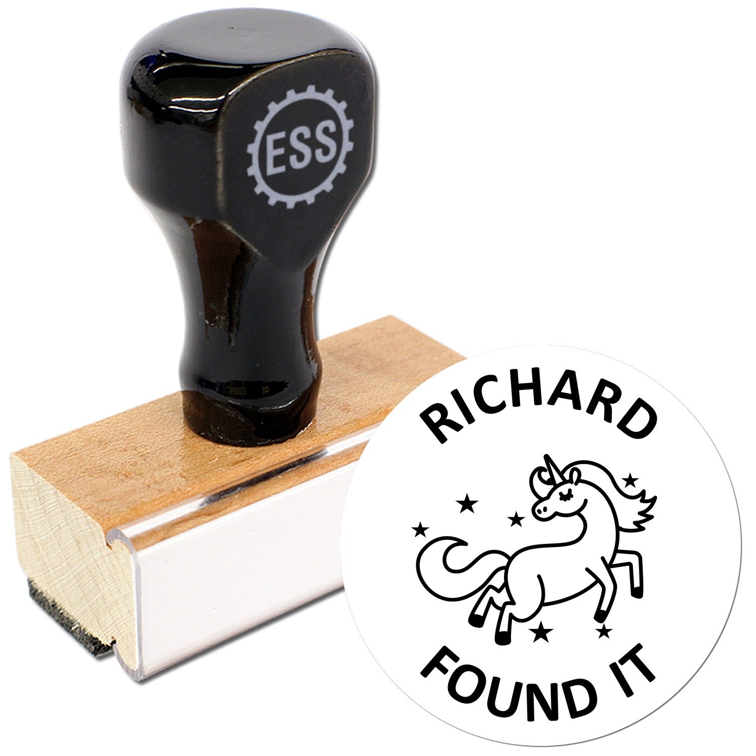 Wood Handle Unicorn Discovery Geocache Stamp - Engineer Seal Stamps