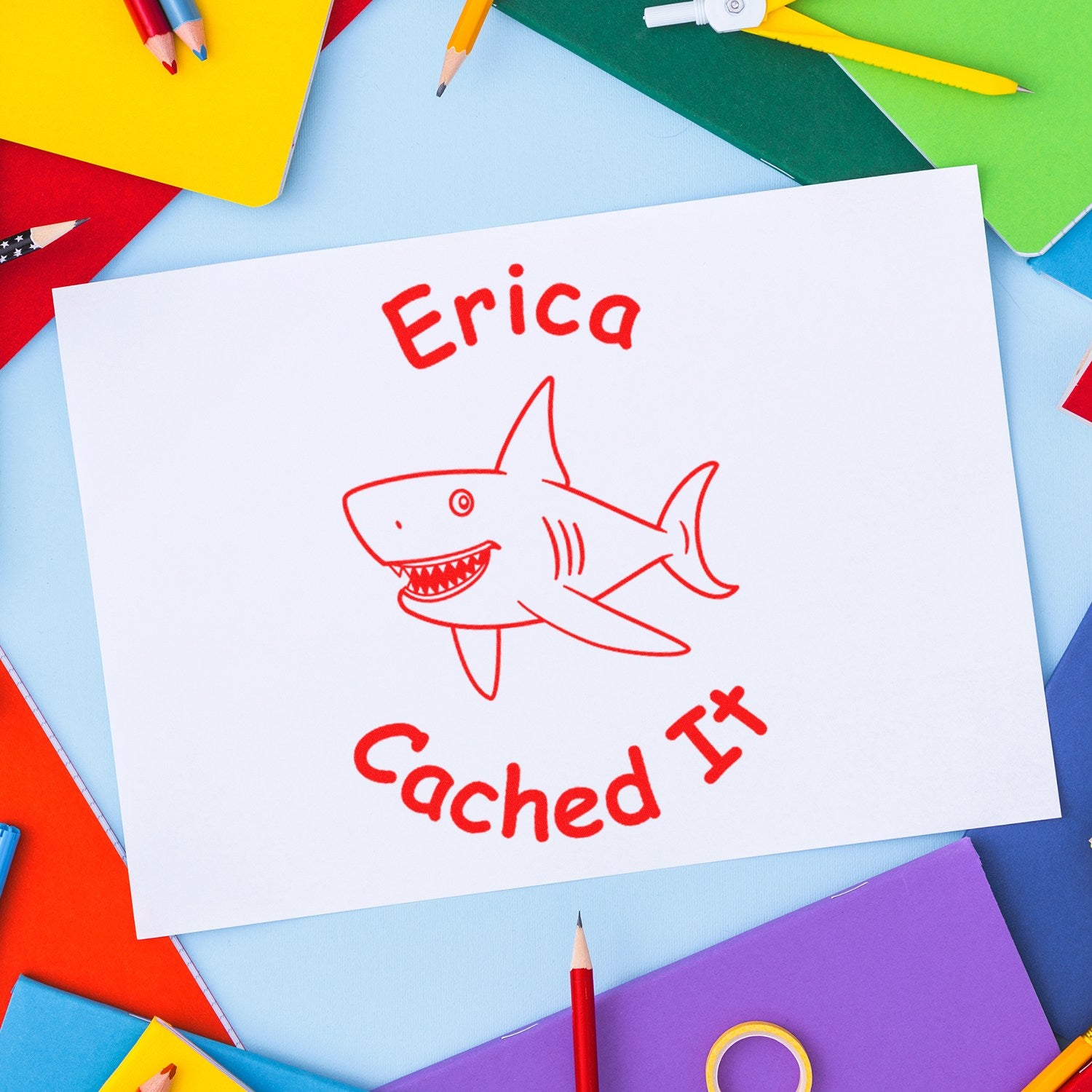 Self-Inking Shark Cache Splash Geocaching Log Stamp - Engineer Seal Stamps