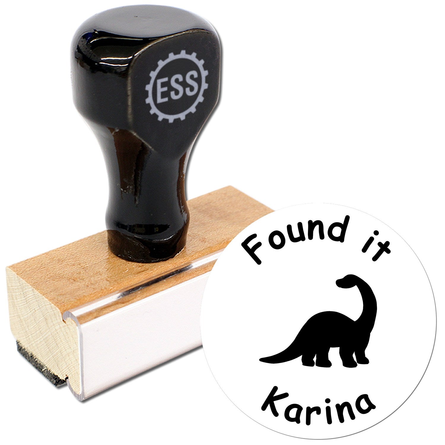 Wood Handle Dino Discovery Geocache Stamp - Engineer Seal Stamps