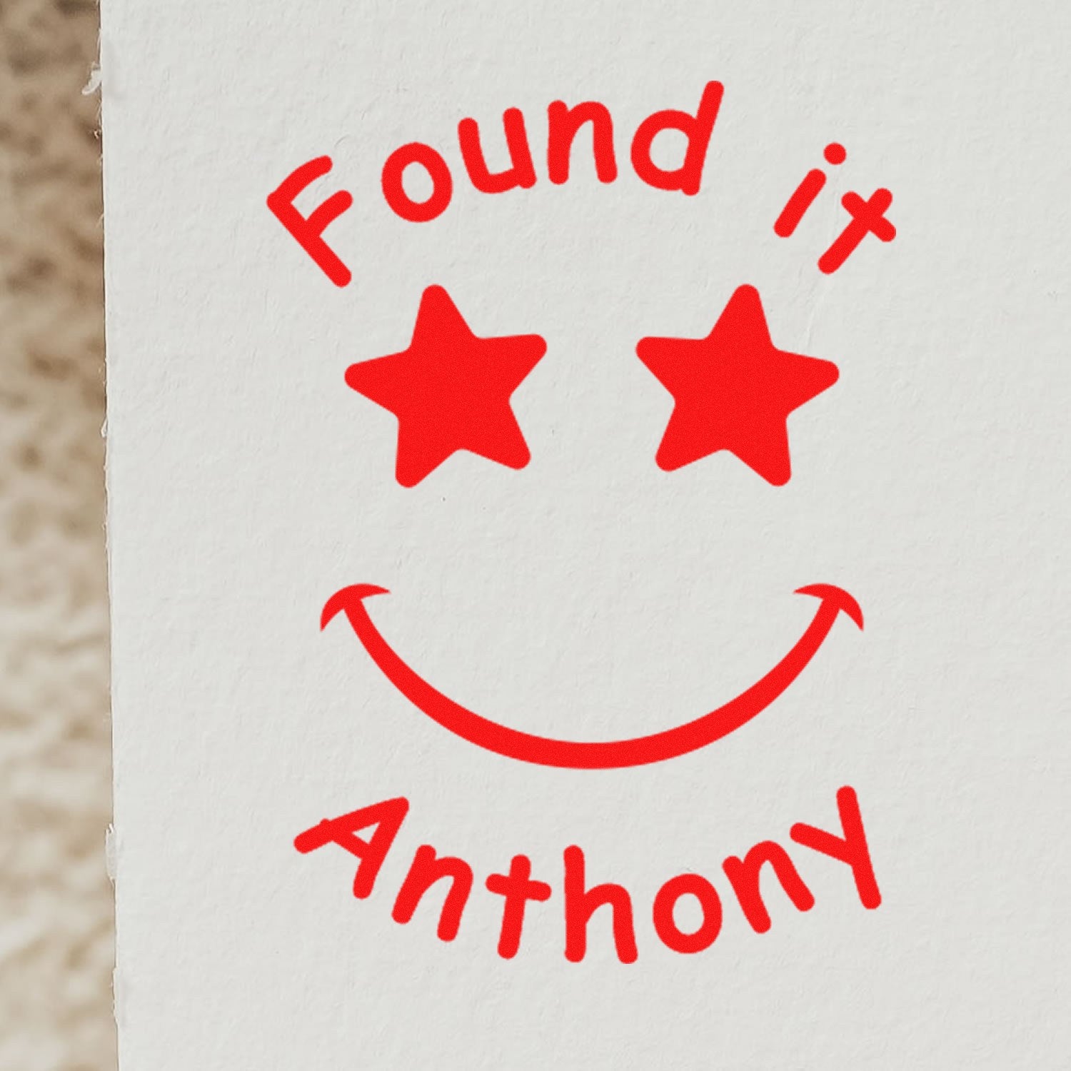 Wood Handle Starry Smiles Cache Stamp Geocache Stamp - Engineer Seal Stamps