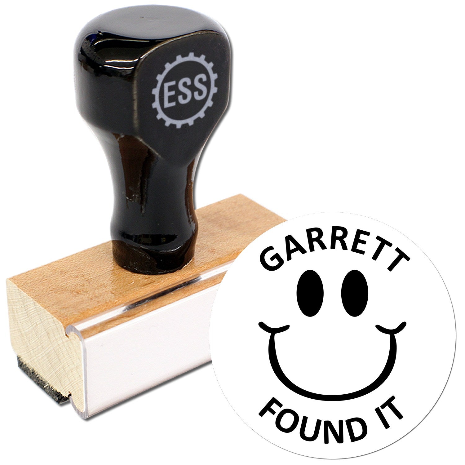 Wood Handle Cache Smiley Geocache Stamp - Engineer Seal Stamps