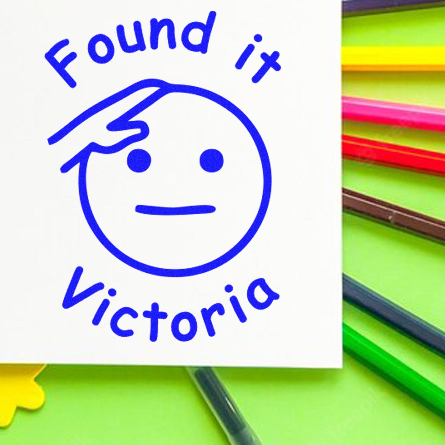 Wood Handle Geosmirk Stamp Geocache Stamp - Engineer Seal Stamps