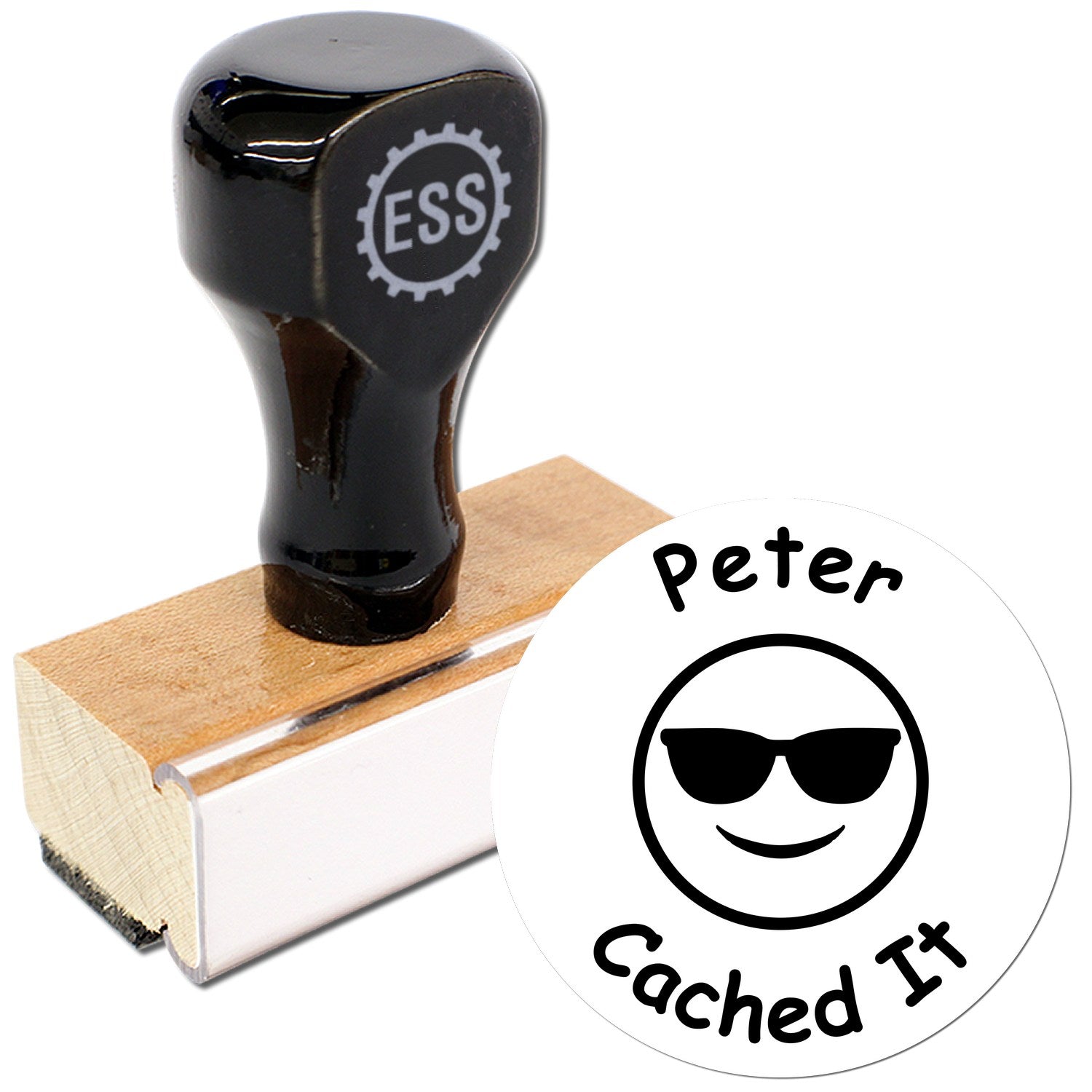 Wood Handle Cool Cache Found Geocache Stamp - Engineer Seal Stamps