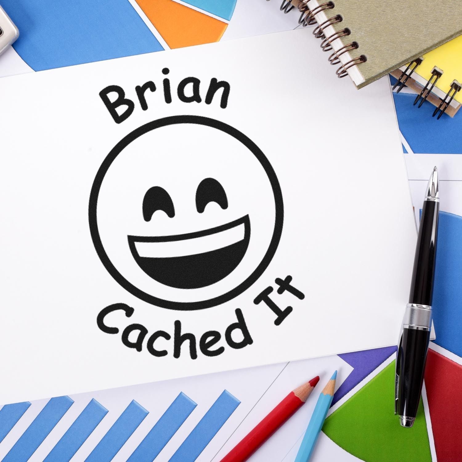 Wood Handle Geosmiley Stamp Geocache Stamp - Engineer Seal Stamps