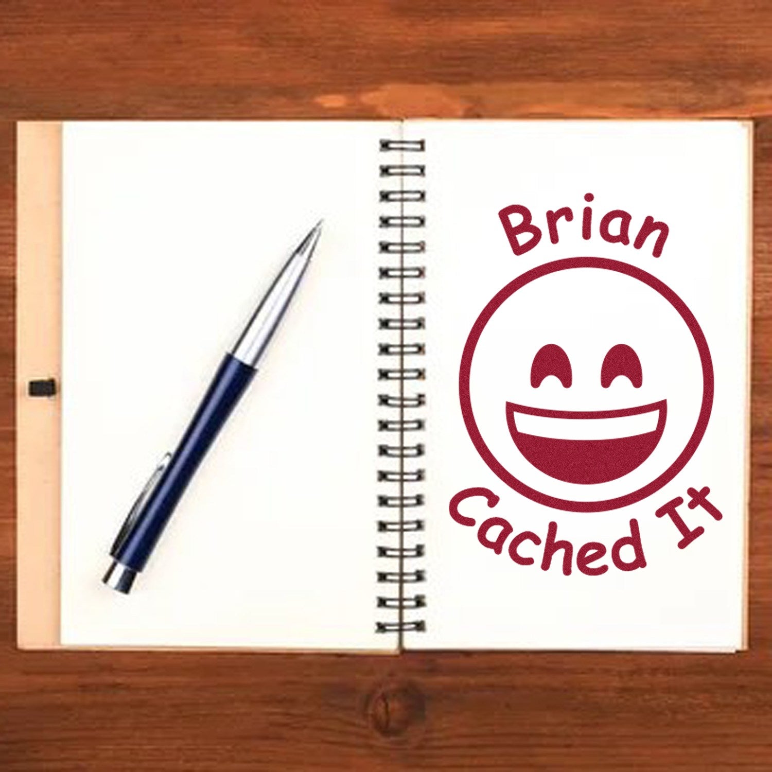 Wood Handle Geosmiley Stamp Geocache Stamp - Engineer Seal Stamps