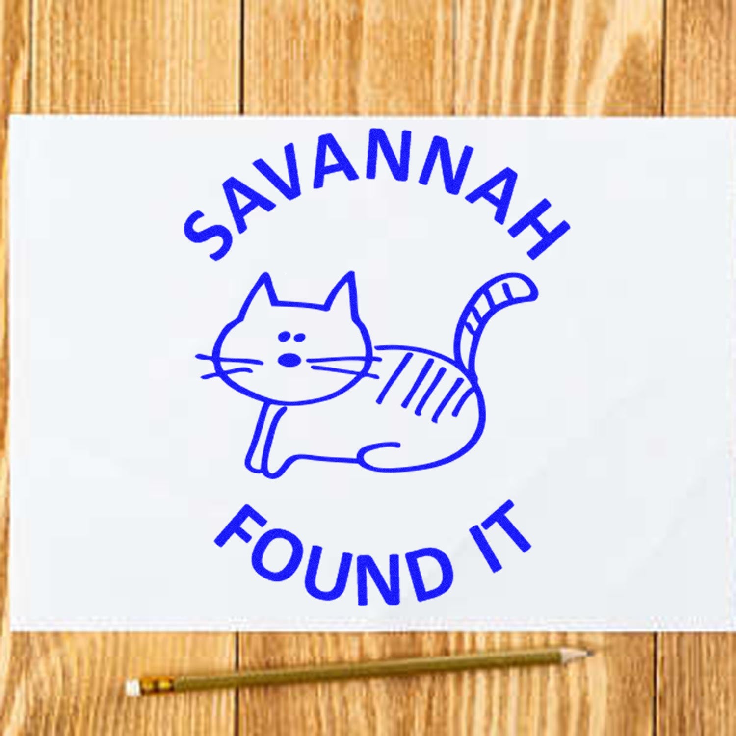 Wood Handle Curious Cat Cache Geocache Stamp - Engineer Seal Stamps