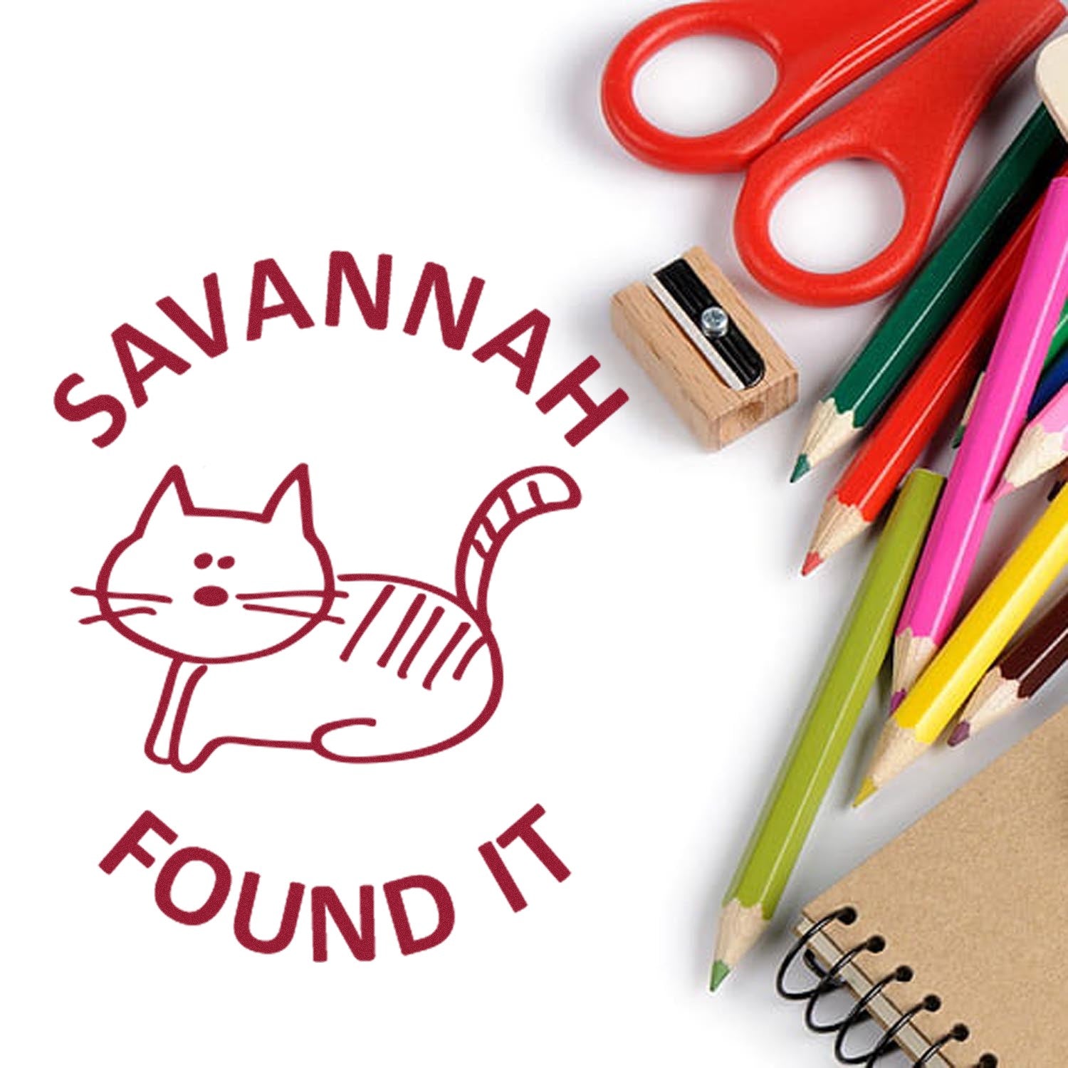 Self-Inking Curious Cat Cache Geocaching Log Stamp - Engineer Seal Stamps