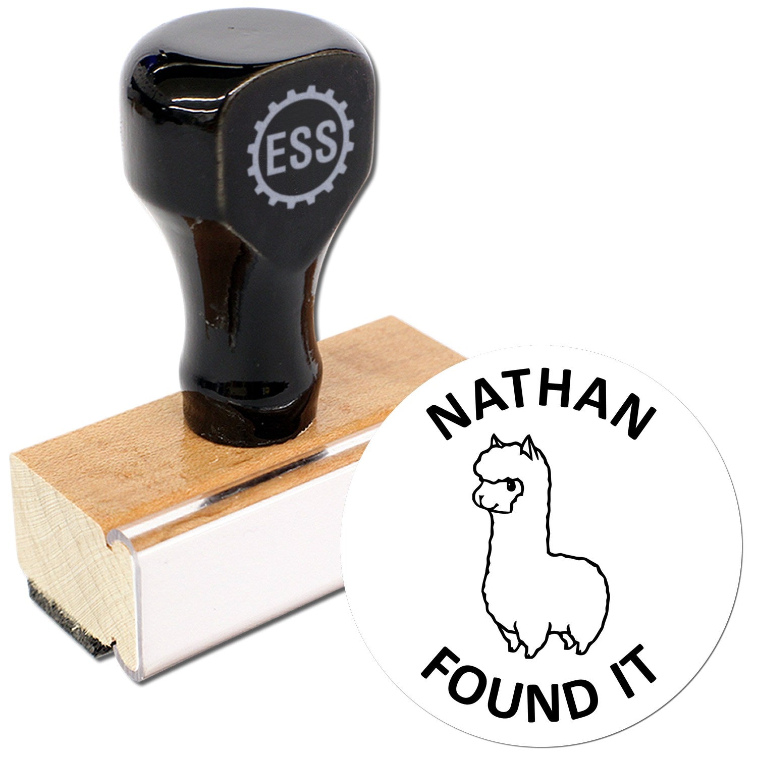 Wood Handle Llama Treasure Tracker Geocache Stamp - Engineer Seal Stamps