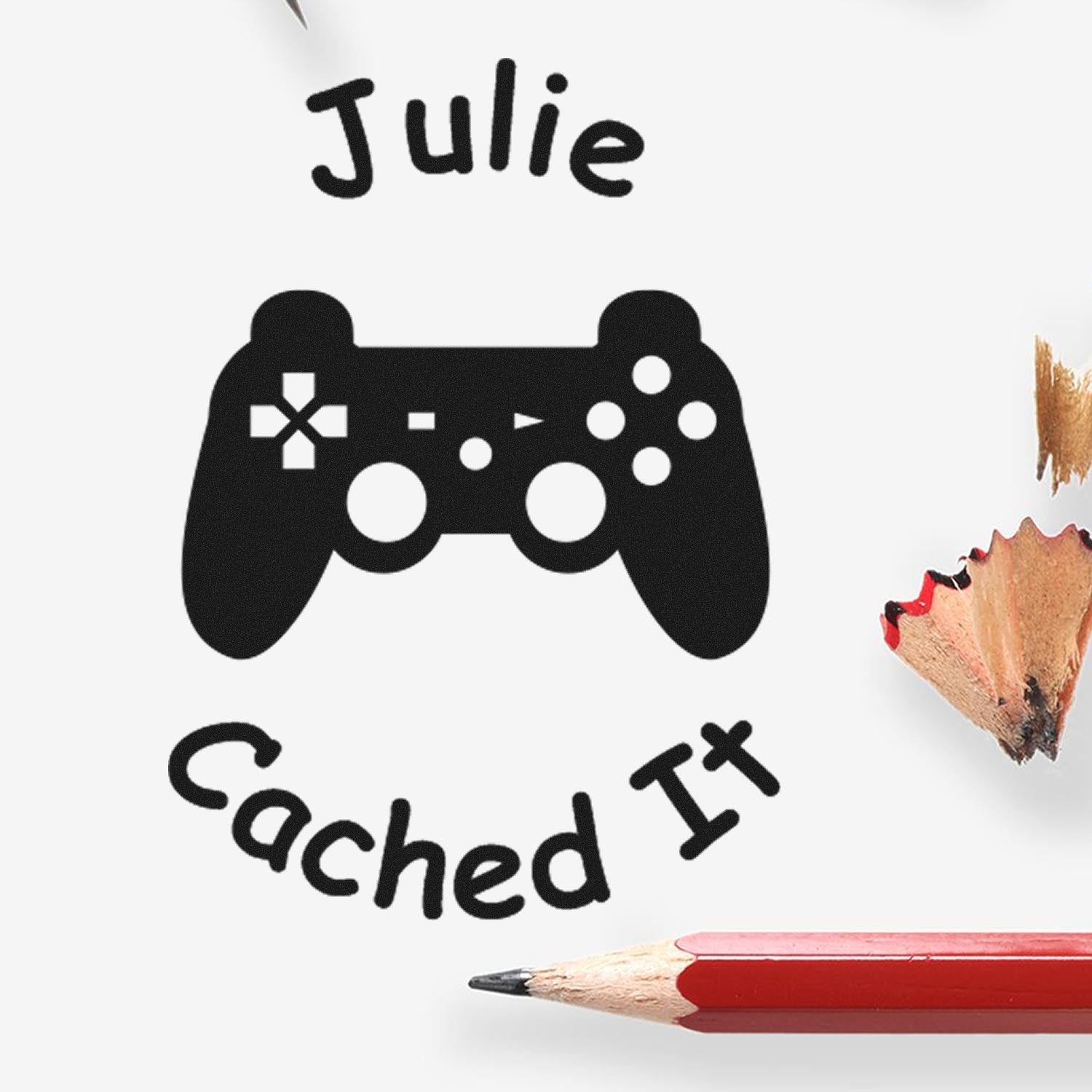 Wood Handle Game On, Cache Found! Geocache Stamp - Engineer Seal Stamps