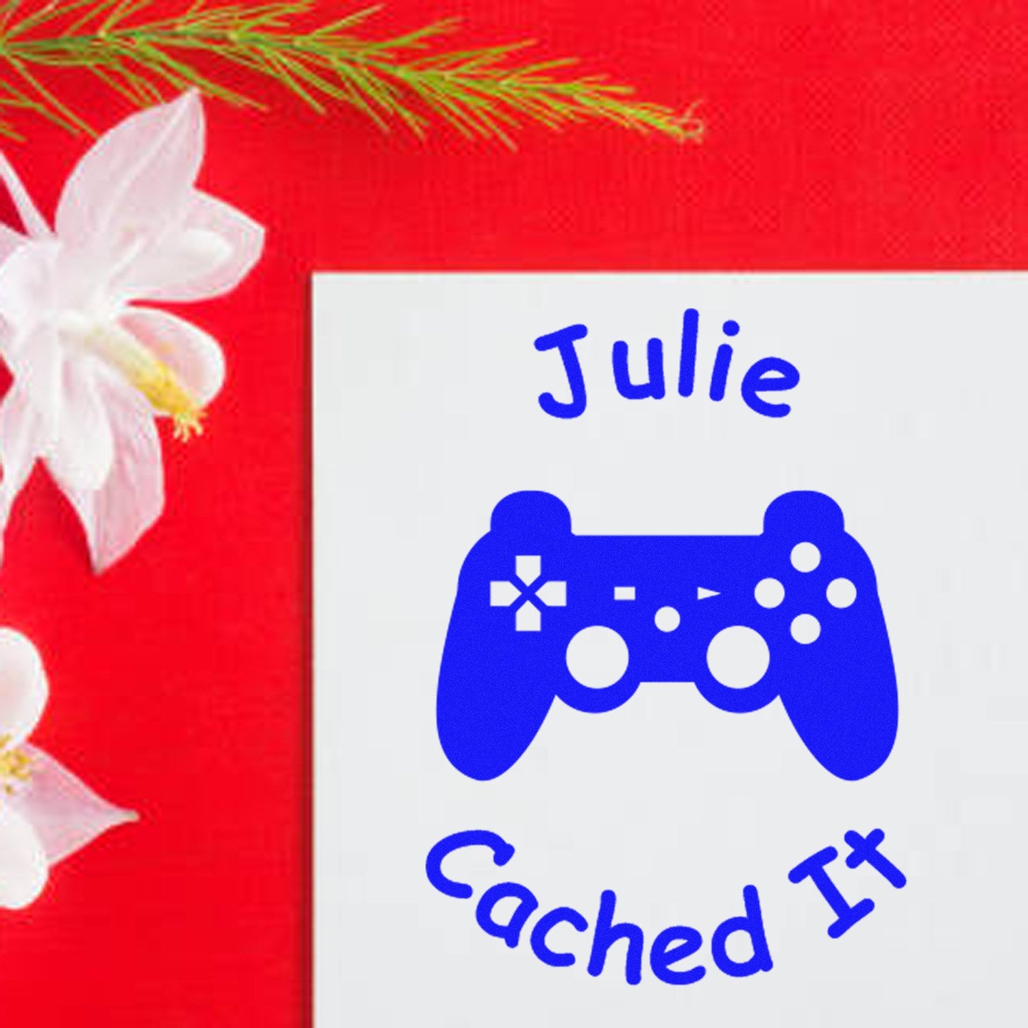 Wood Handle Game On, Cache Found! Geocache Stamp - Engineer Seal Stamps