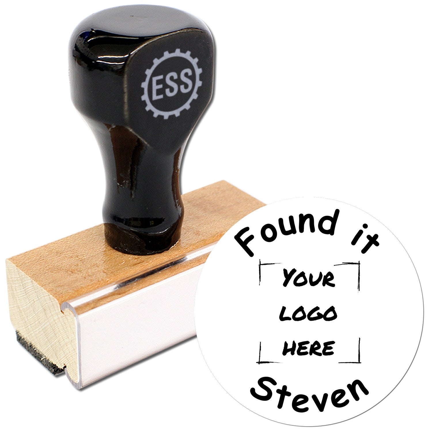 Wood Handle Cache Quest Complete Geocache Stamp - Engineer Seal Stamps