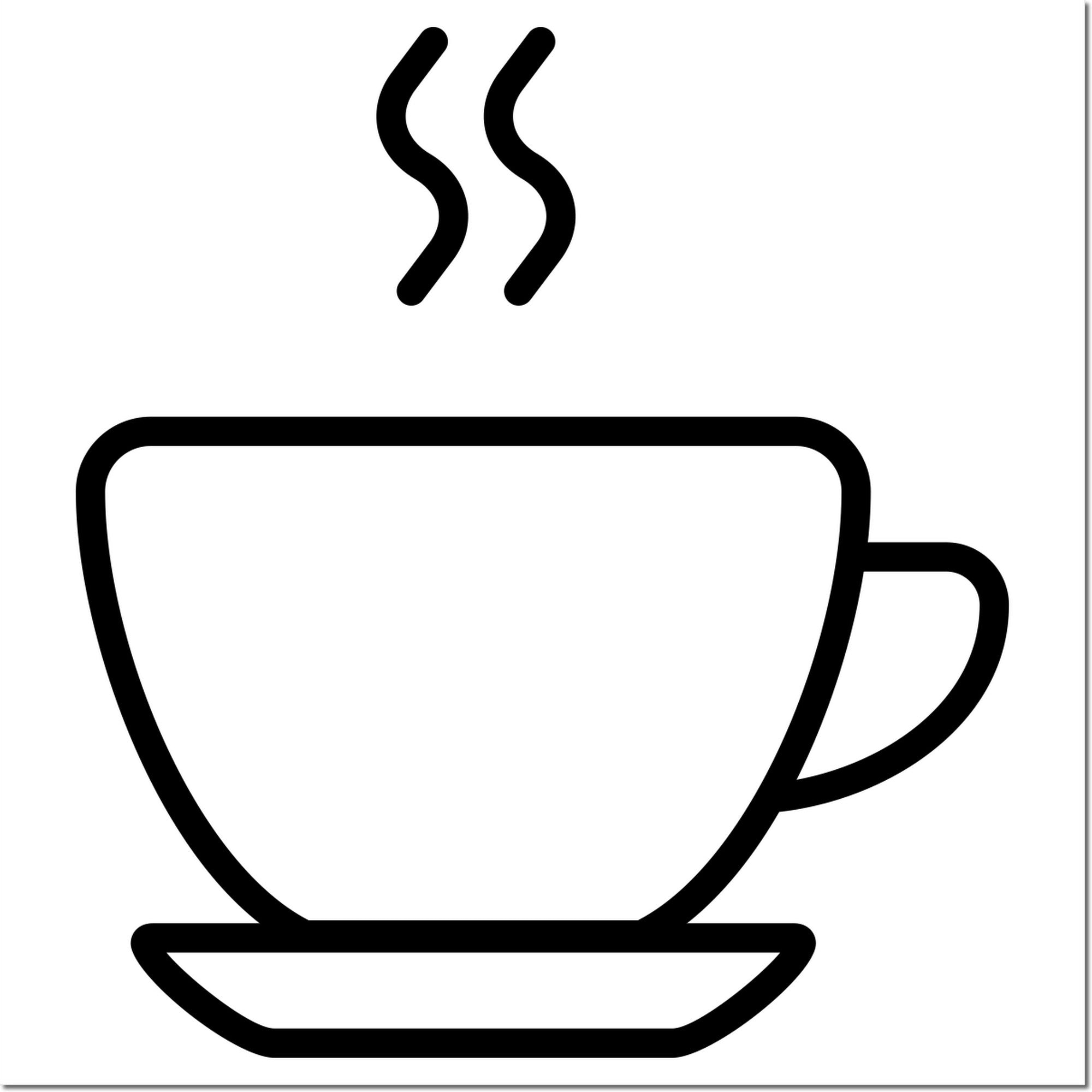 Black rubber loyalty stamp with wood handle for coffee cups, featuring the ESS brand and a steaming coffee cup design.