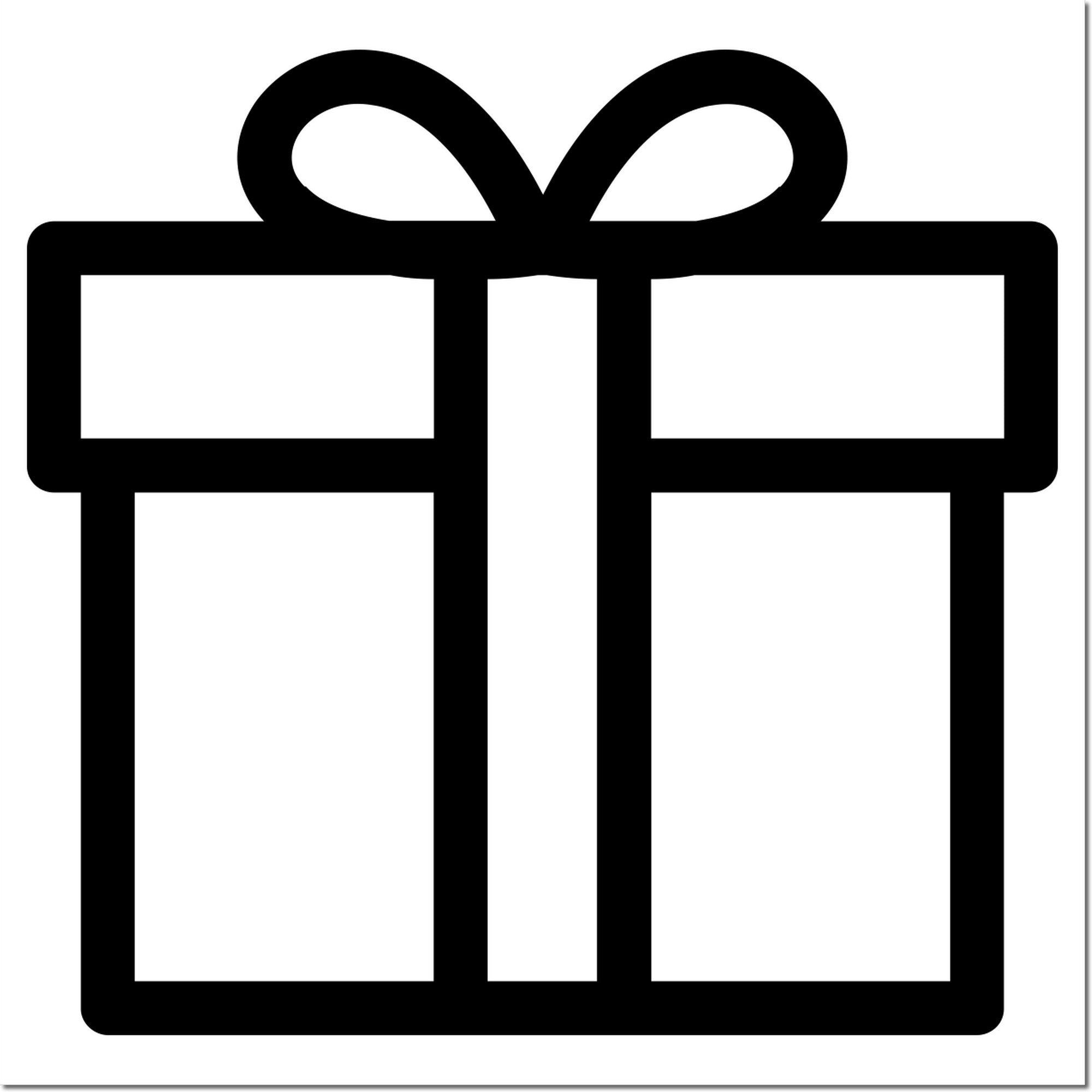 Wood Handle Gifts Galore Loyalty Points Rubber Stamp featuring a classic wooden grip and a bold, black imprint of a gift box design. Perfect for adding a personalized touch to loyalty programs.