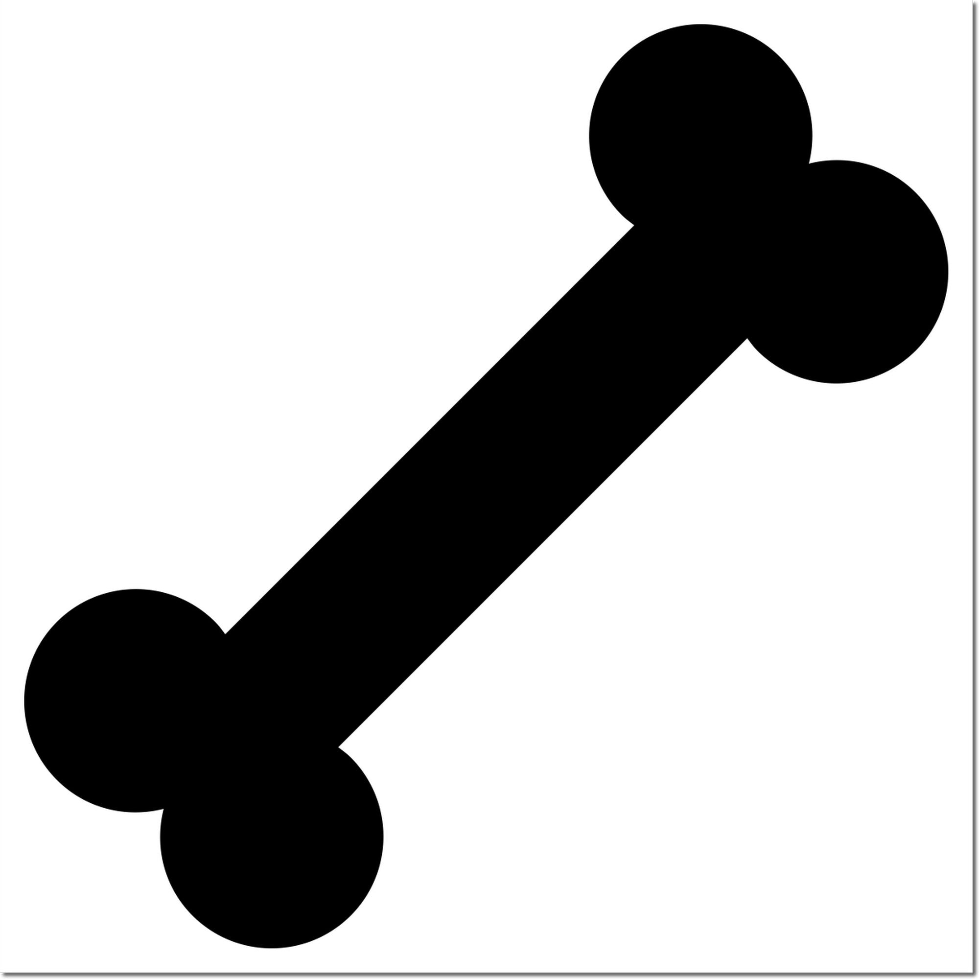 Black rubber loyalty stamp with wooden handle from ESS, featuring a detailed bone design for customer loyalty cards.