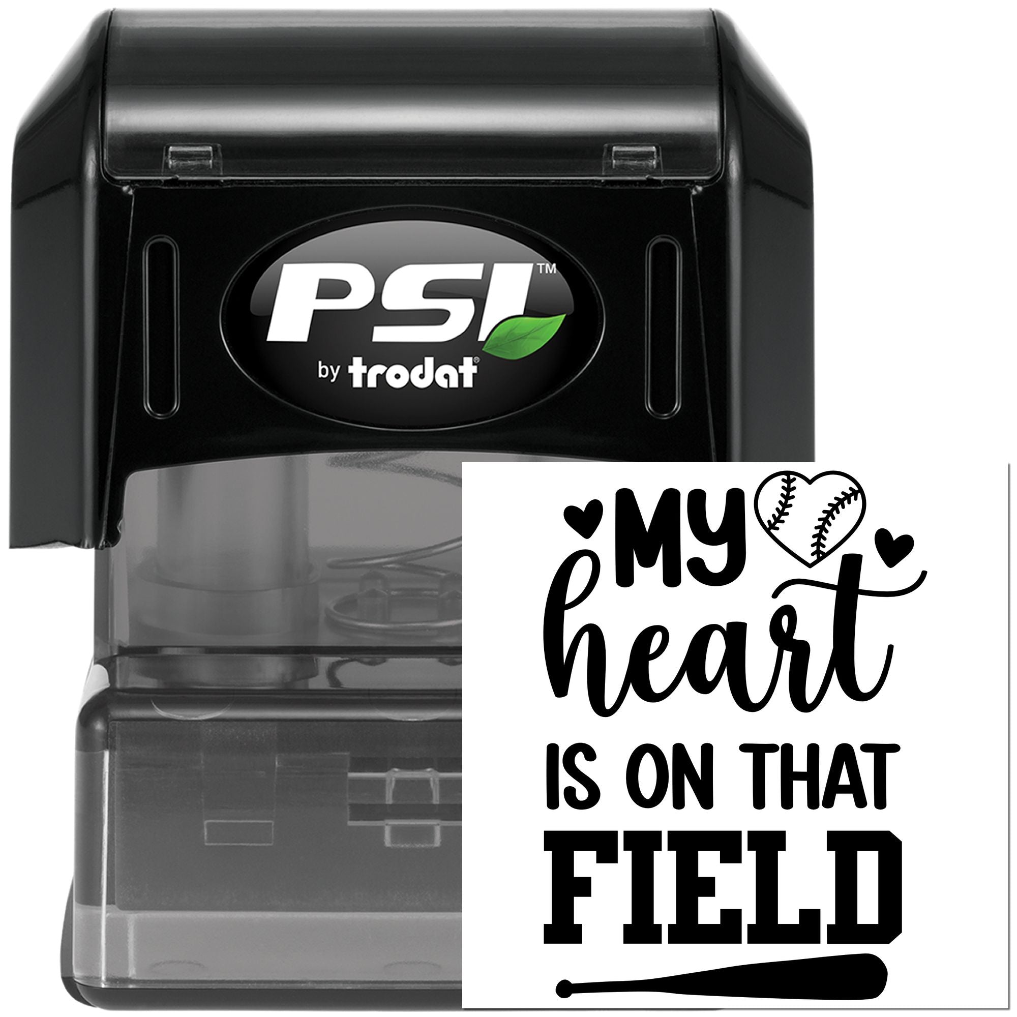 Pre-Inked Baseball Heart Field Mini Card Stamp
