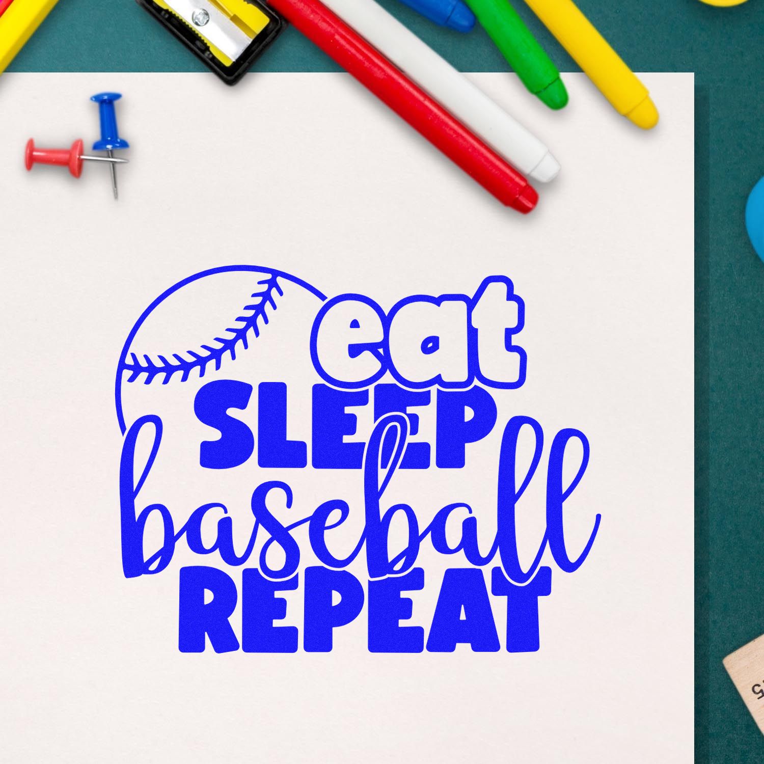 Duo Eat Sleep Baseball Repeat Lifestyle Hand Stamp