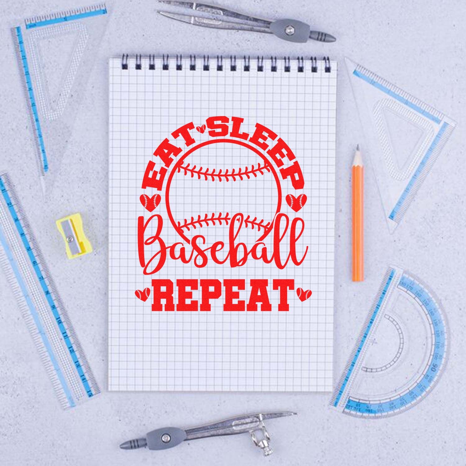 Pre-Inked Eat Sleep Baseball Scrapbook Stamp
