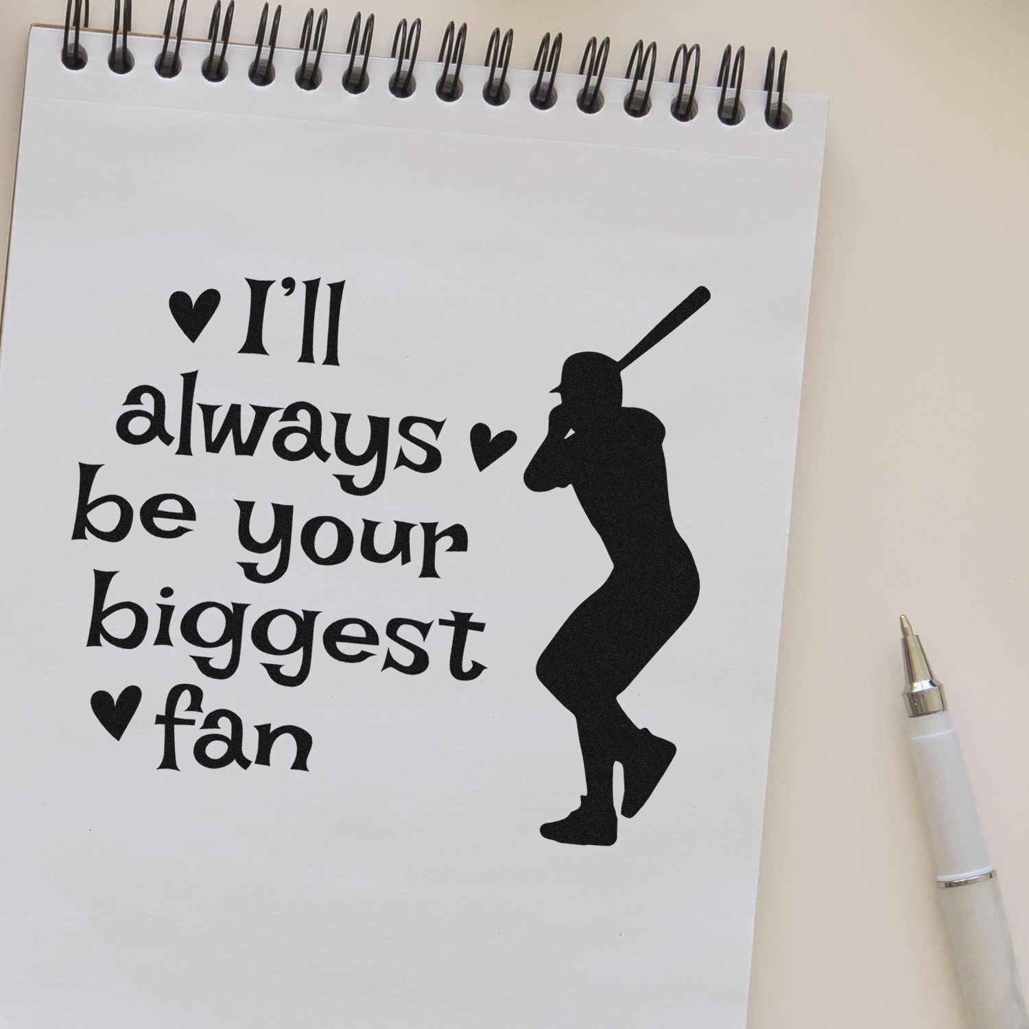 Duo Baseball Fan Love Silhouette Quote Hand Stamp